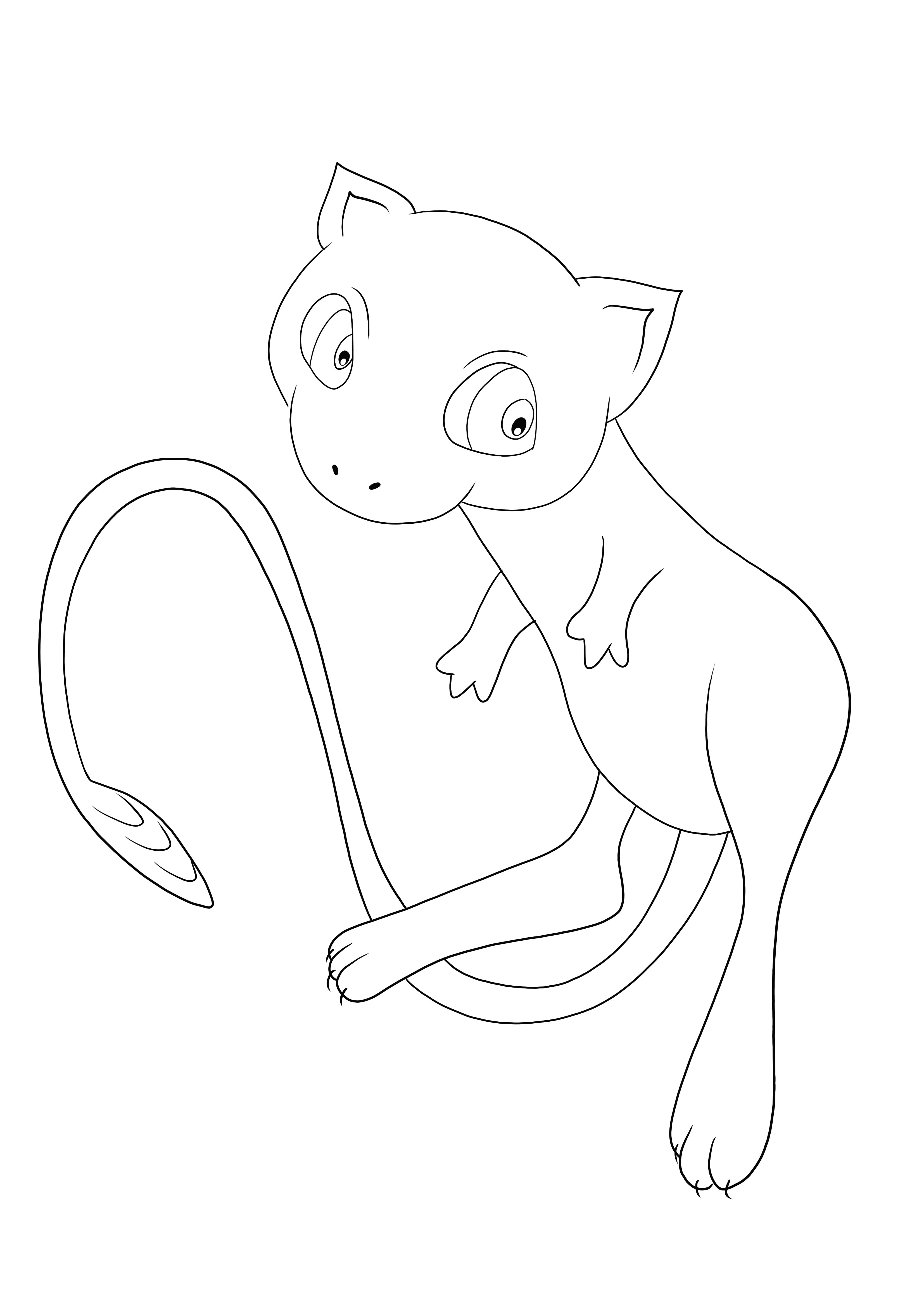 Pokémon Mew is waiting to be downloaded or printed for free and colored