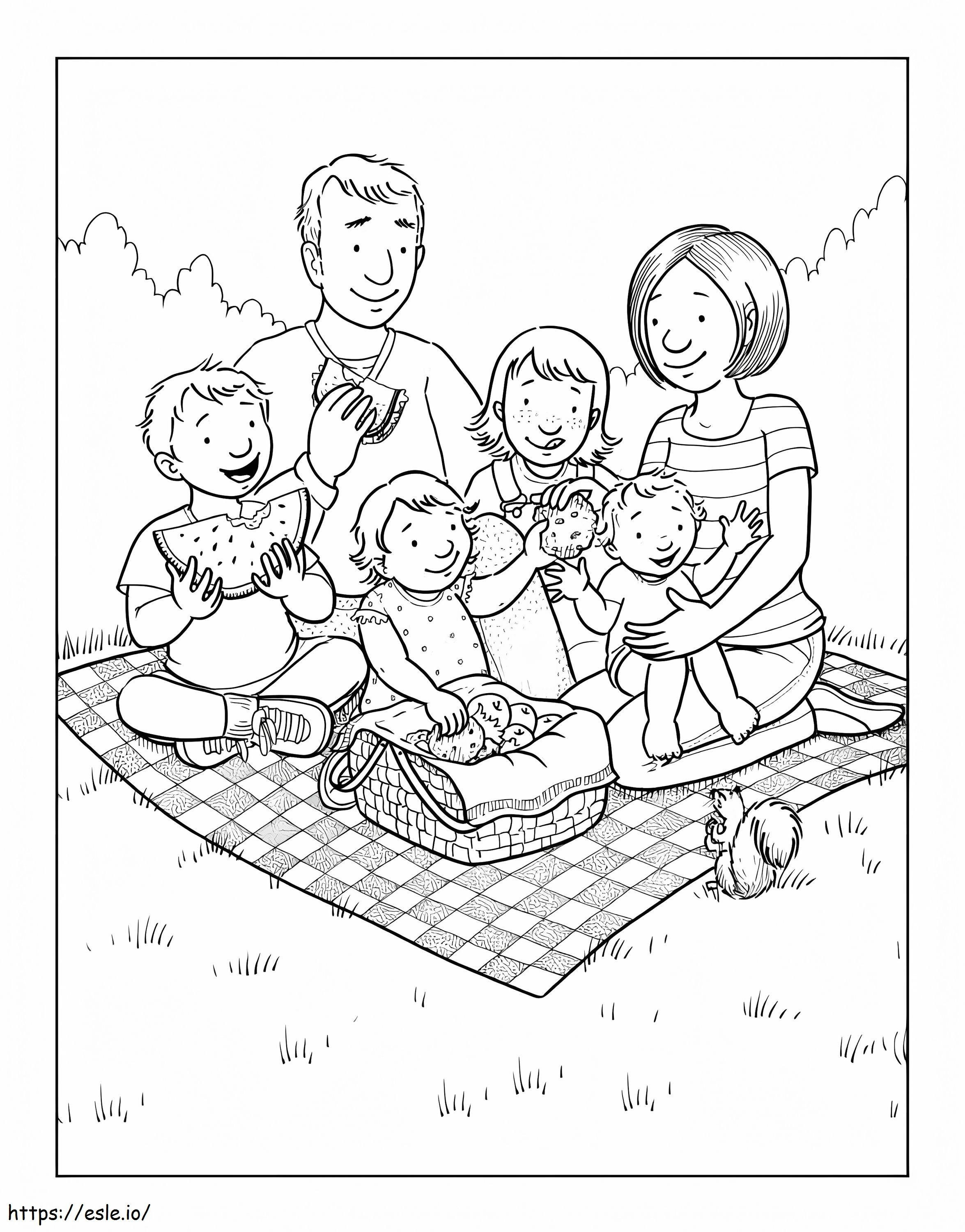 Familie Picknick kleurplaat kleurplaat