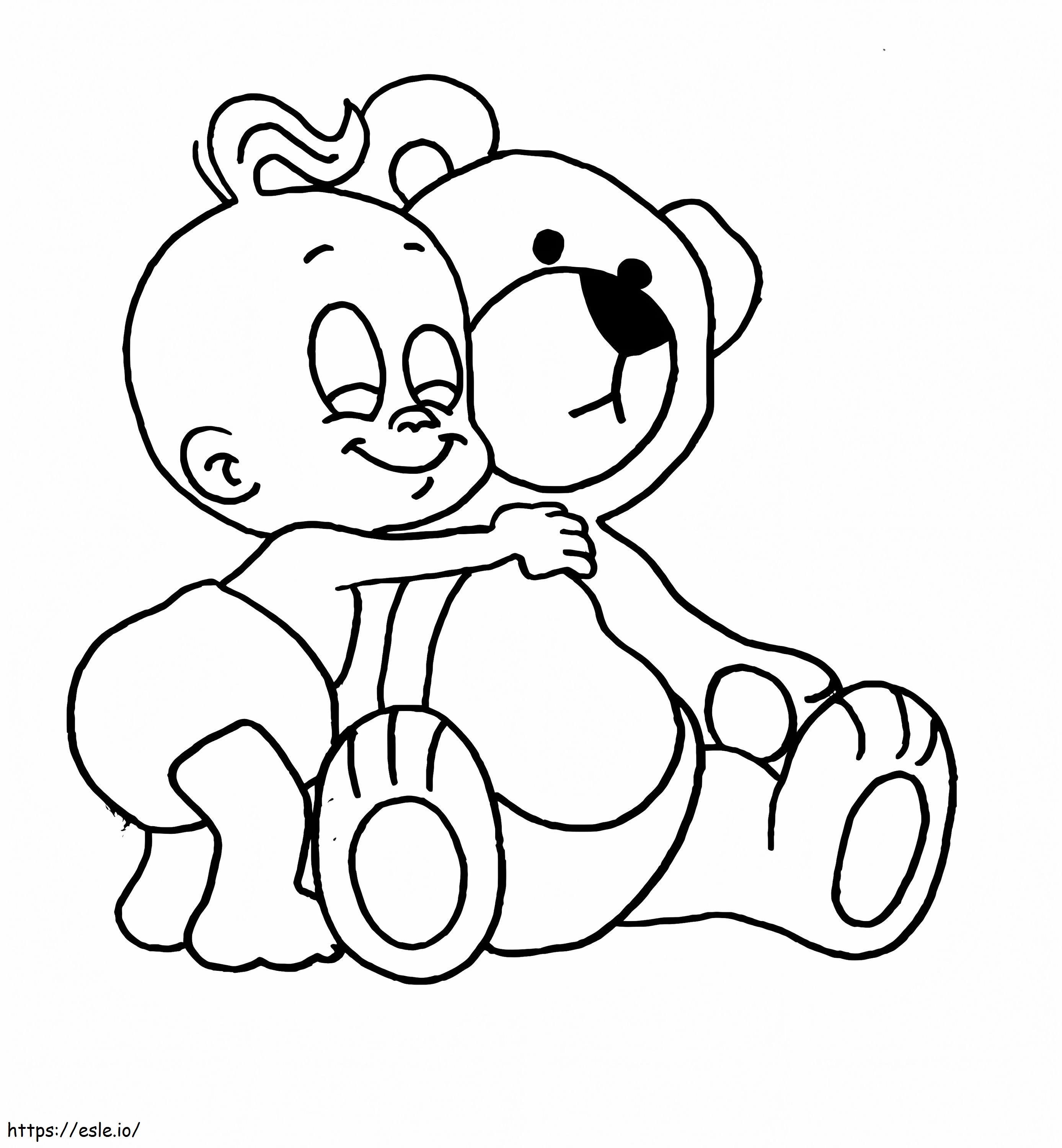Hugging Teddy Bear Winni Windel coloring page