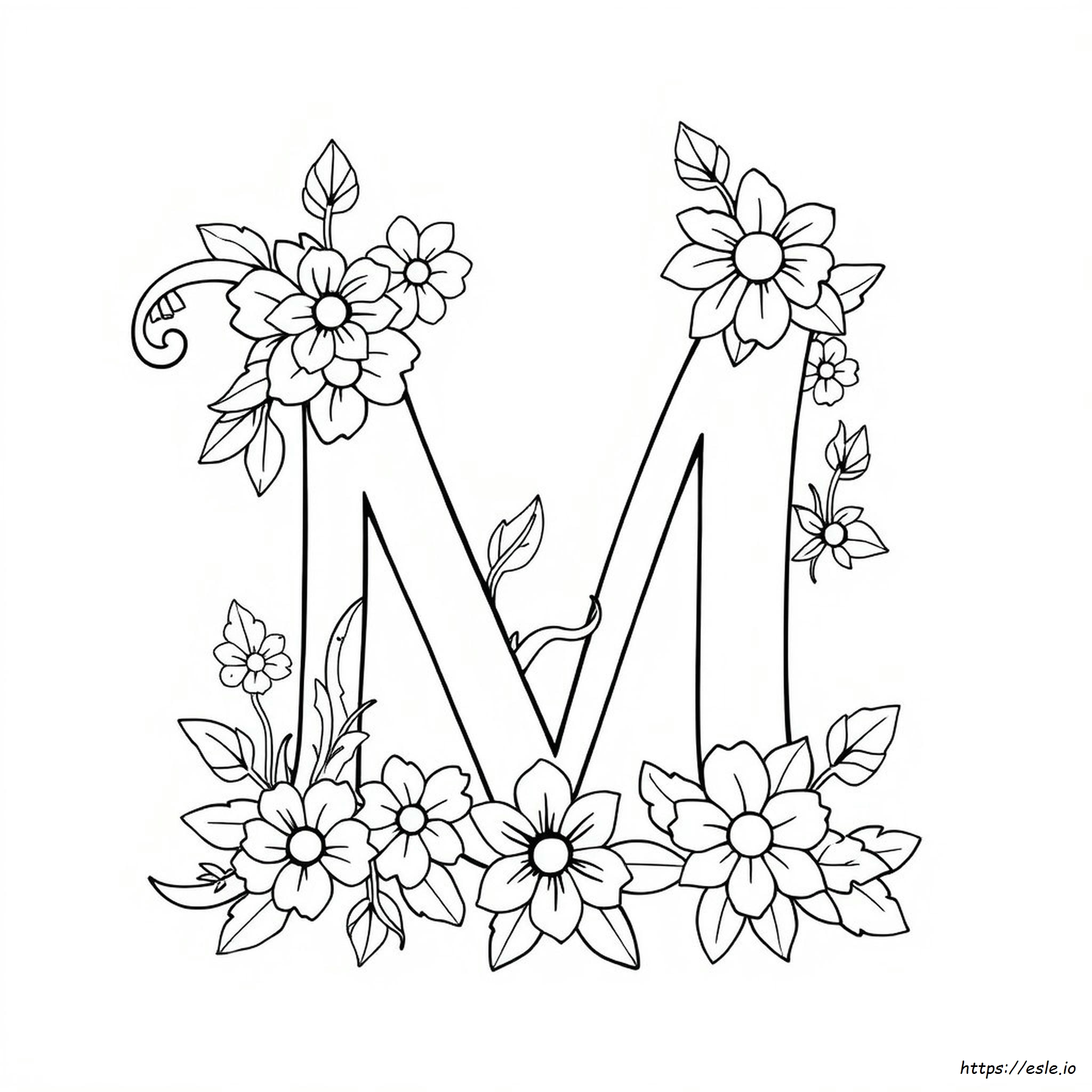 Floral Letter M Coloring Pages For Adults