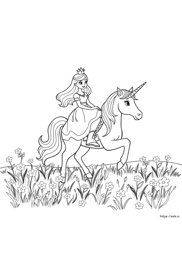Unicorn And Princess Coloring Pages Printable