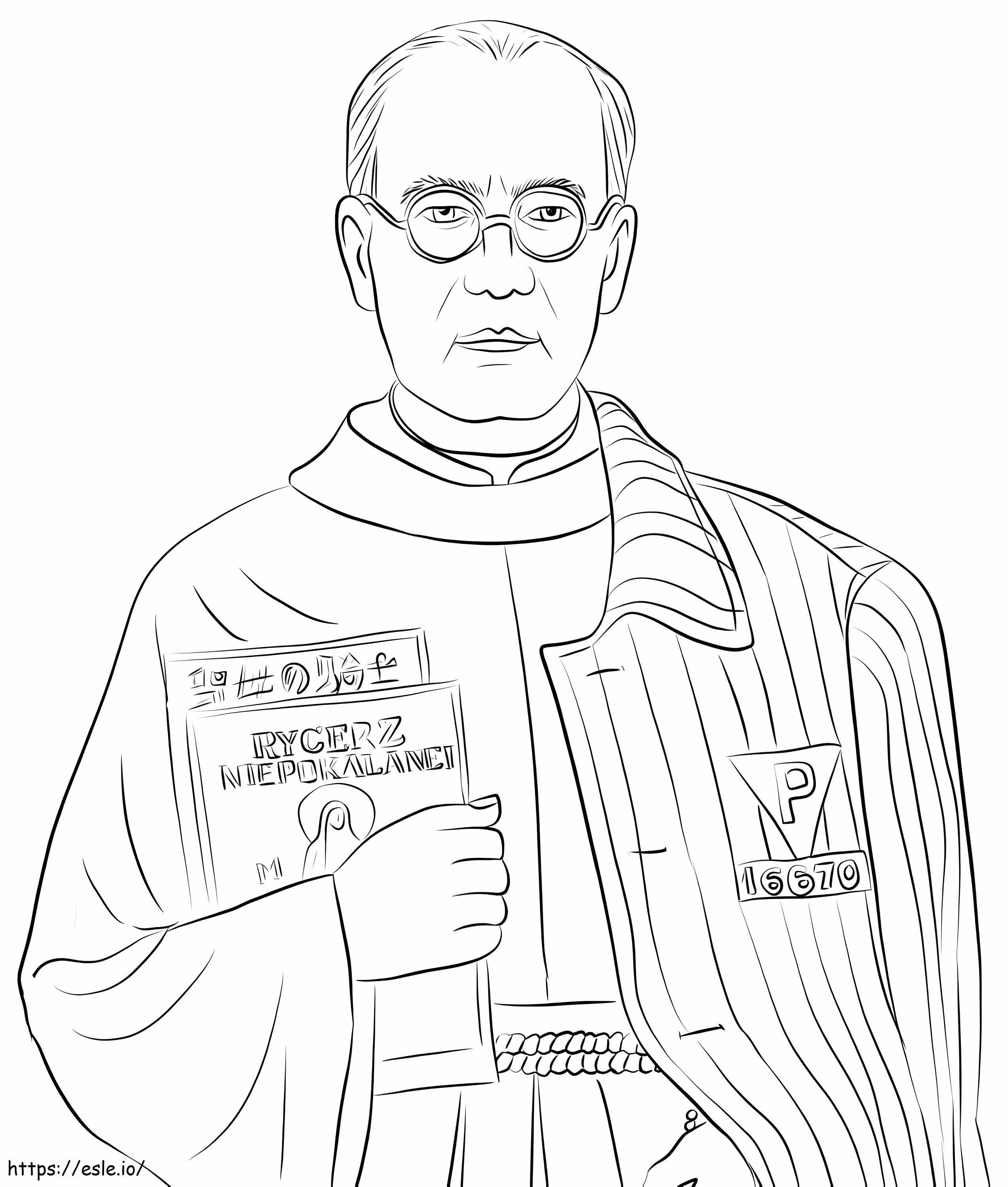 Pyhä Maximilian Kolbe värityskuva