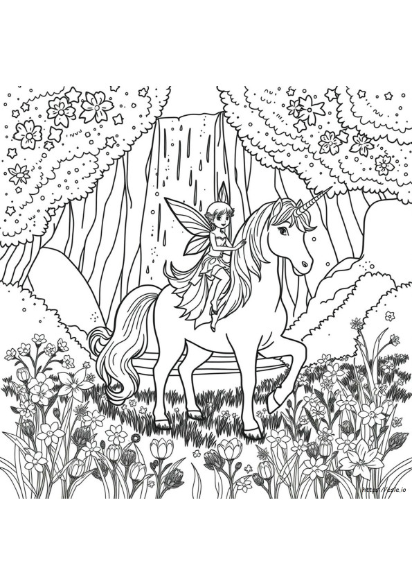 Feen Und Einhorn Malvorlagen F	F	Erwachsene