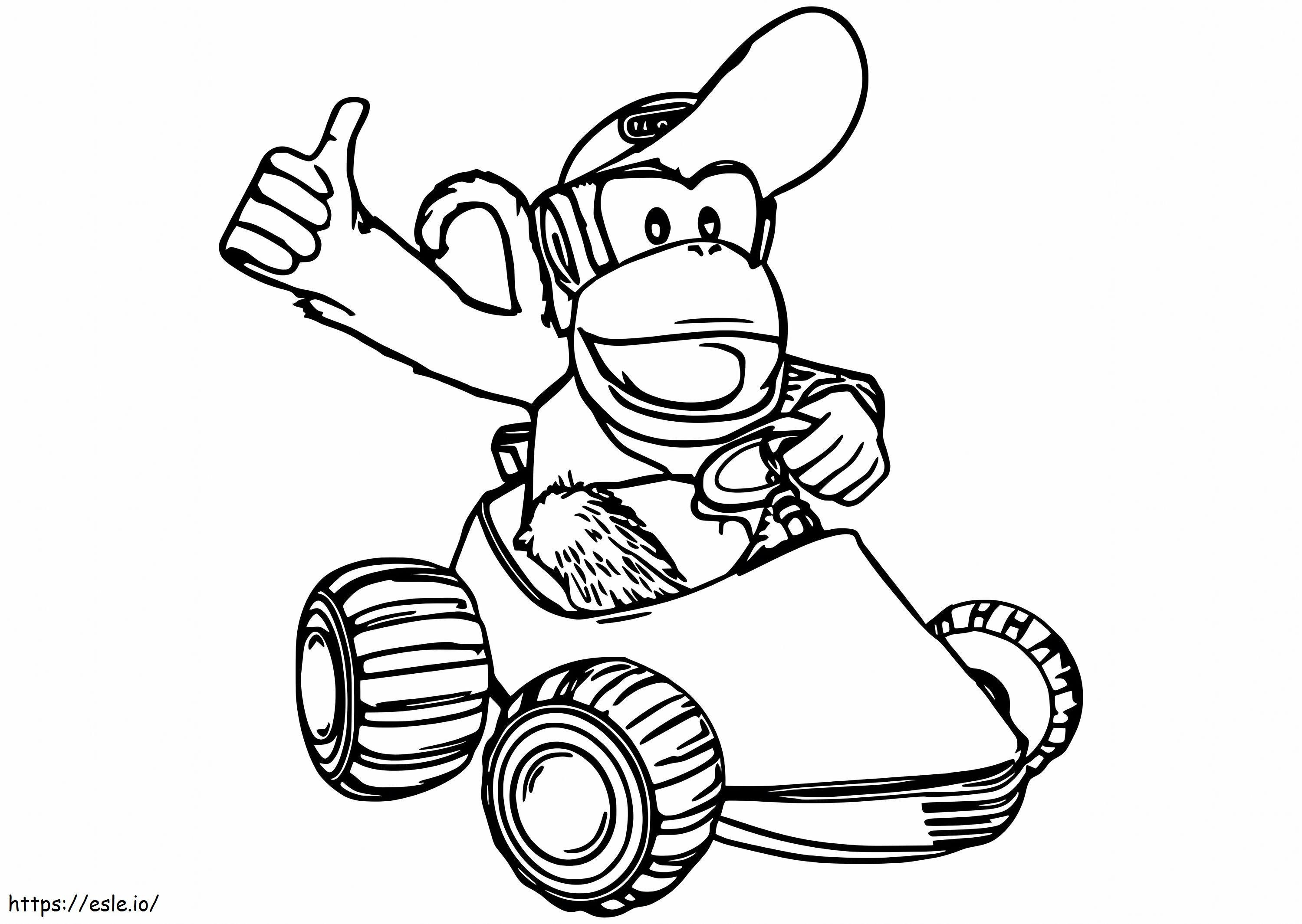 Diddy Kong Conduce Un Coche Scaled coloring page