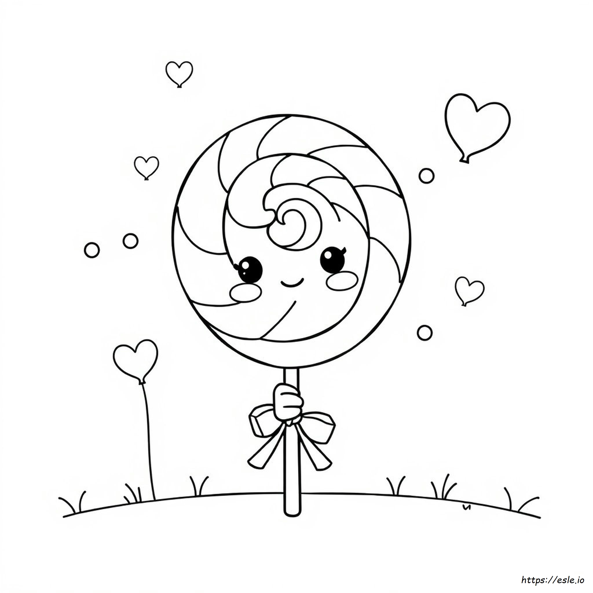 Kawaii Lollipop Coloring Page