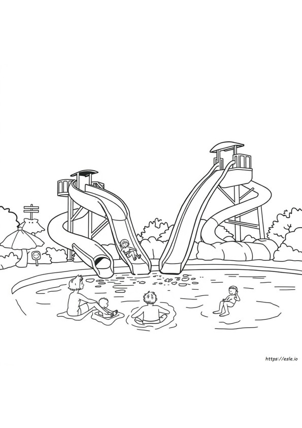 Tobogán De Agua Para Colorear