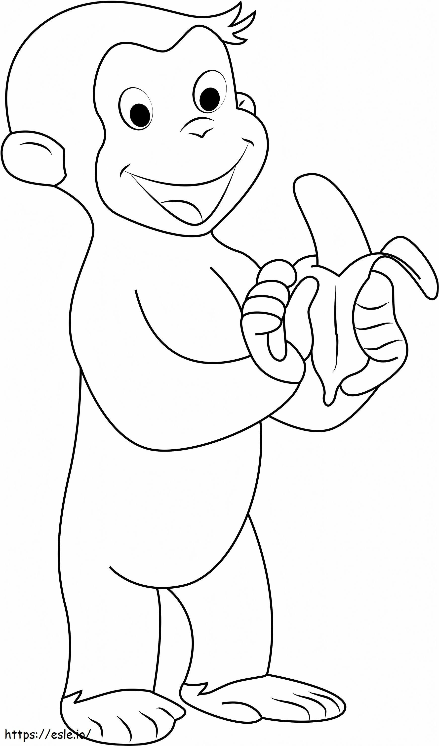 Curious George Eating Banana1 coloring page