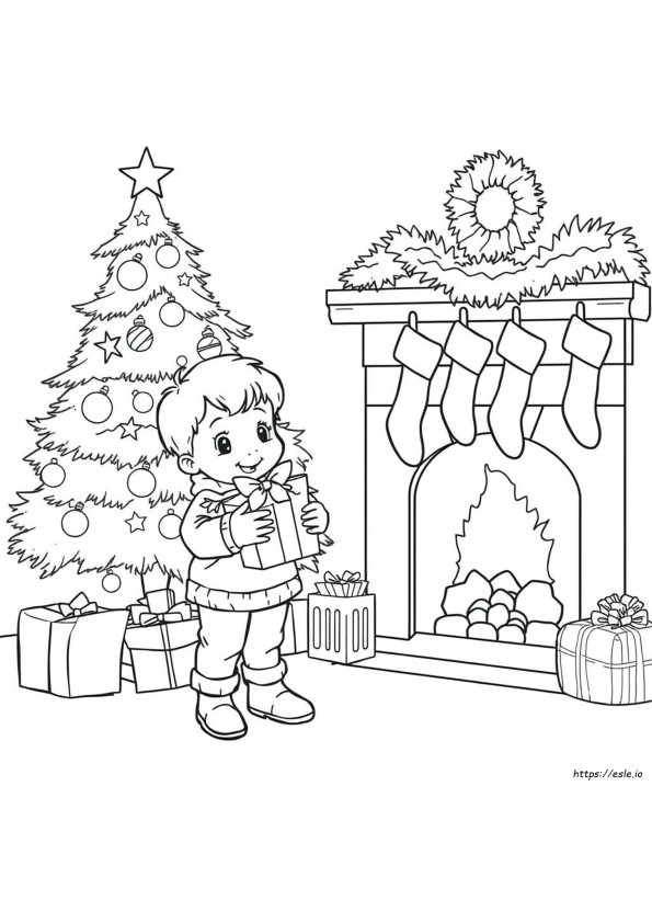 Easy Kid Christmas Coloring Pages