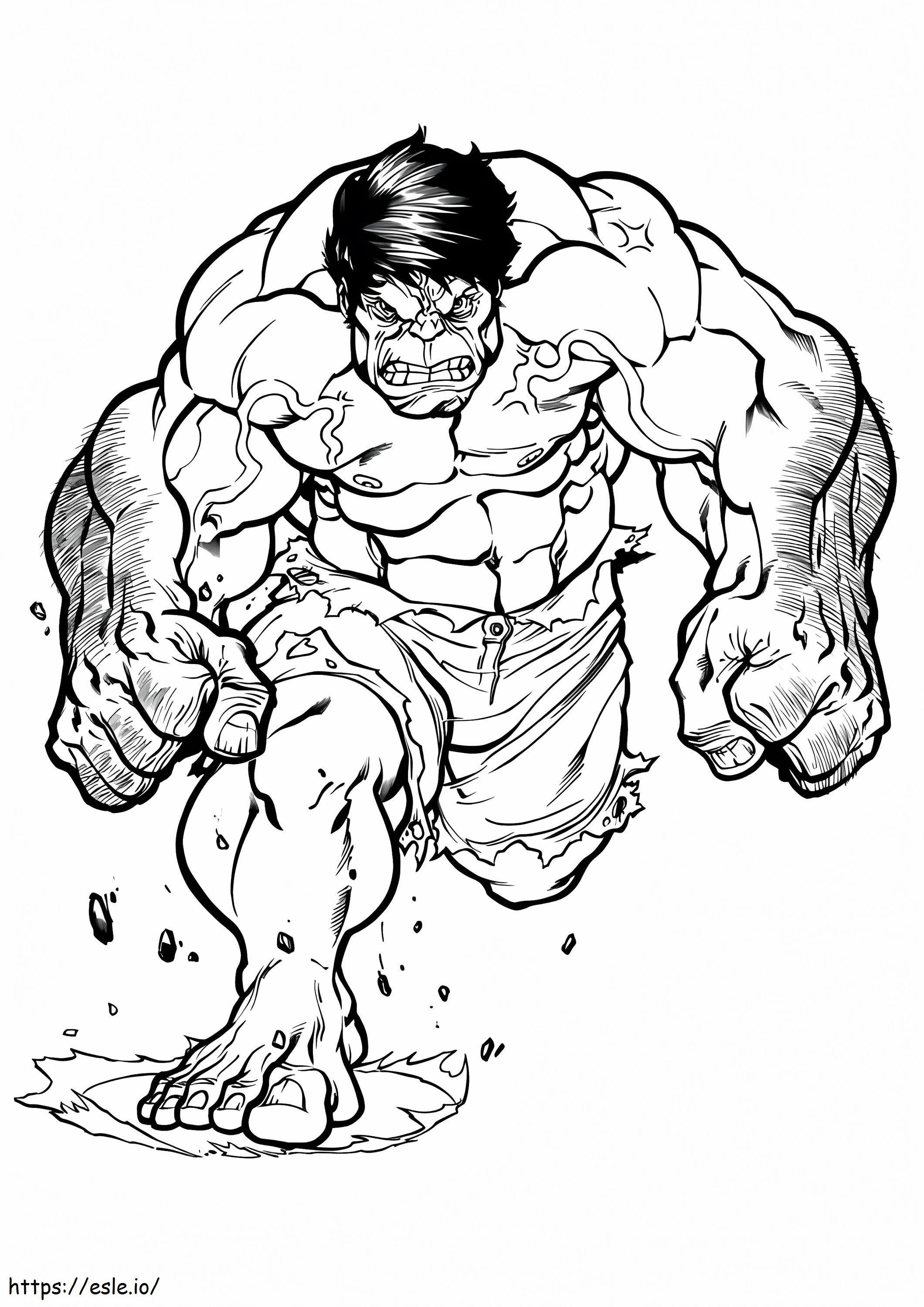 Coloriage Hulk en cours d'exécution à imprimer dessin