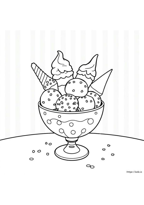 Ice Cream Bowl Coloring Page