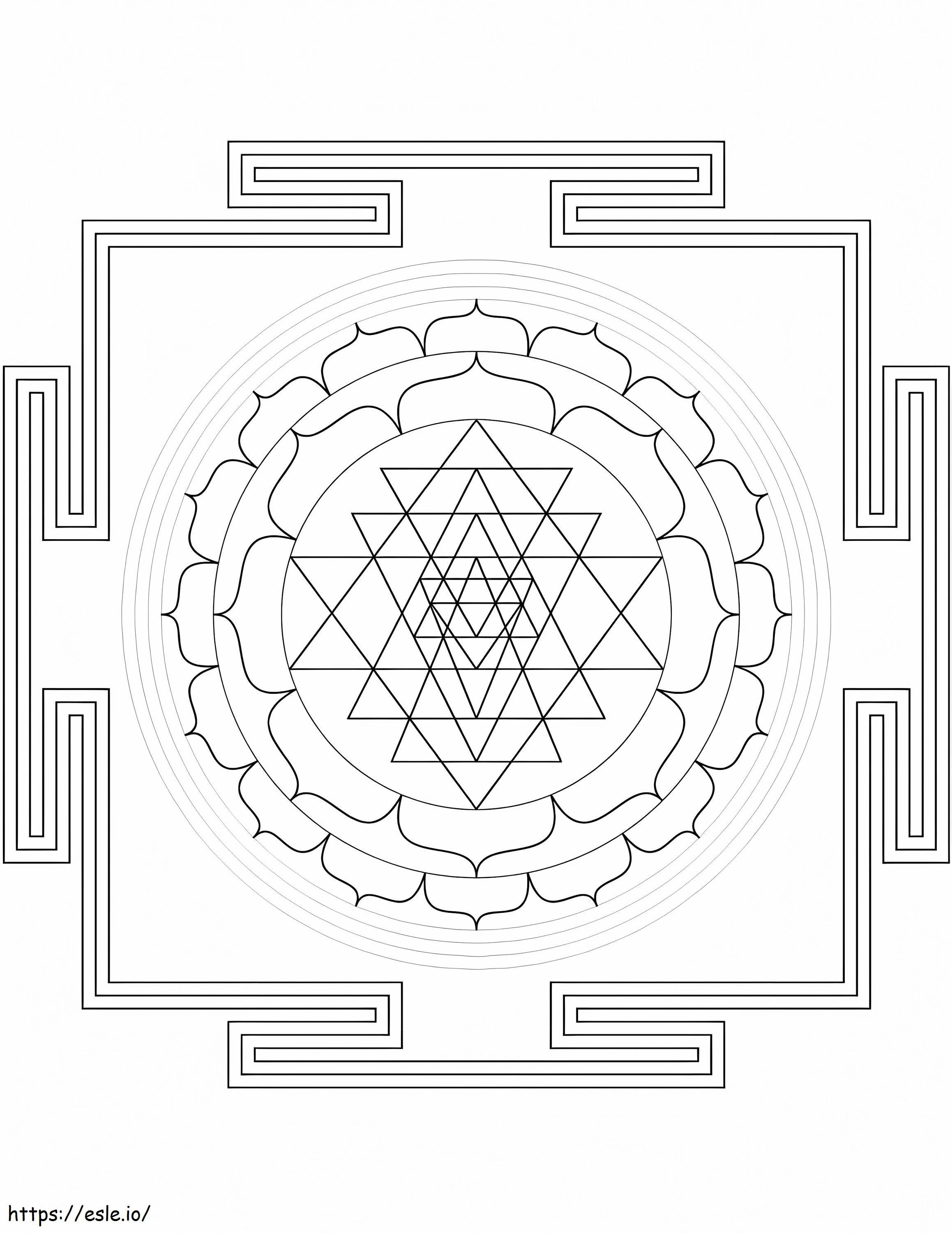 Coloriage Mandala Sri-Yantra à imprimer dessin