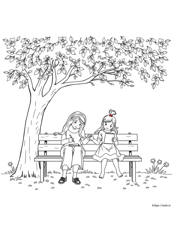 Mum And Daughter Colouring Pages