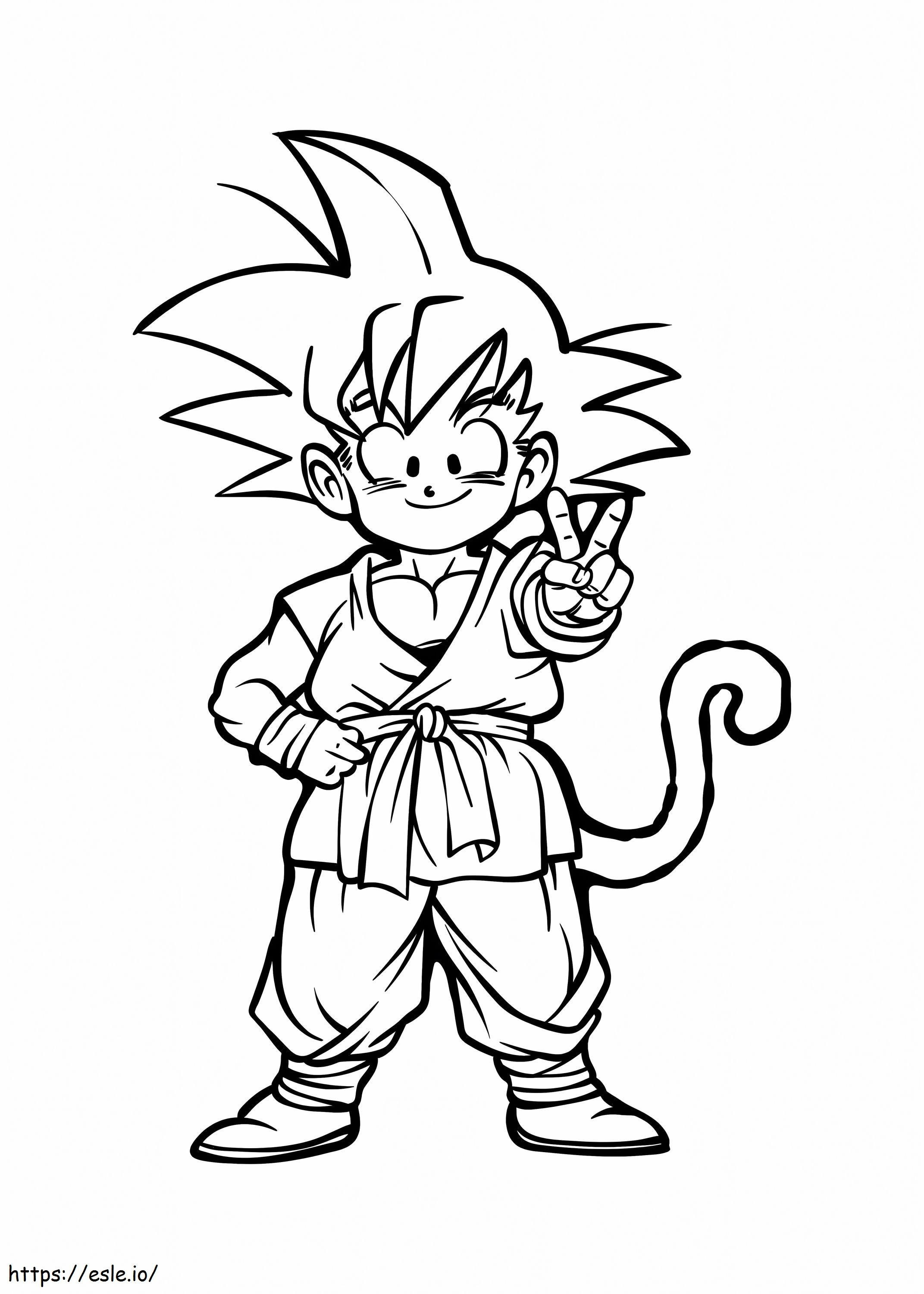 Hymyilevä Pikku Goku värityskuva