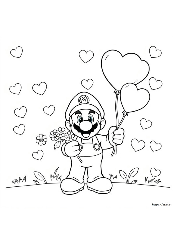 Mario Valentines Coloring Pages