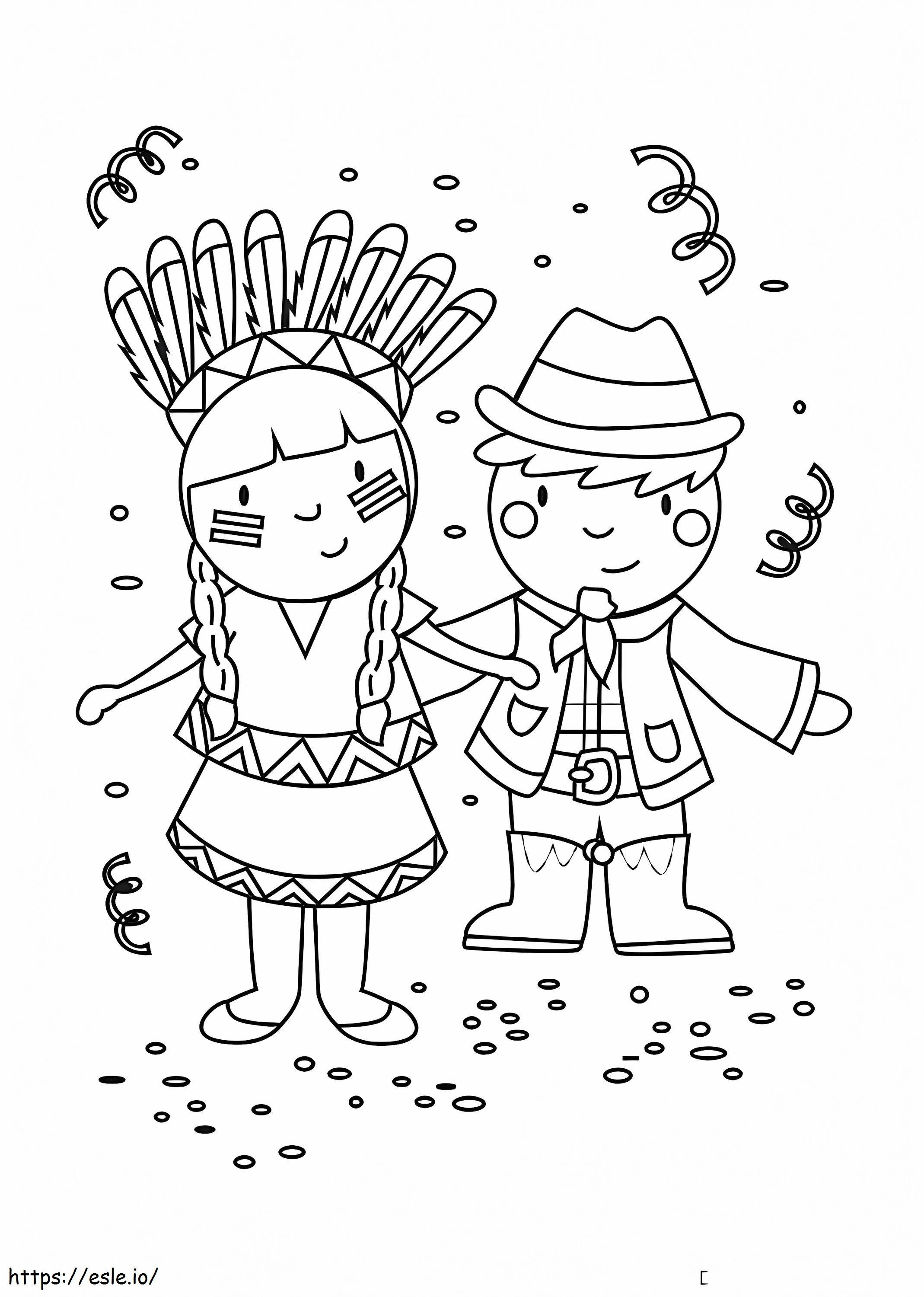 Indian And Carnival Cowboy coloring page