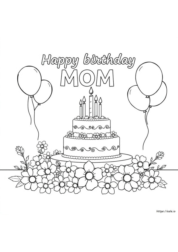 Happy Birthday Mom Coloring Page