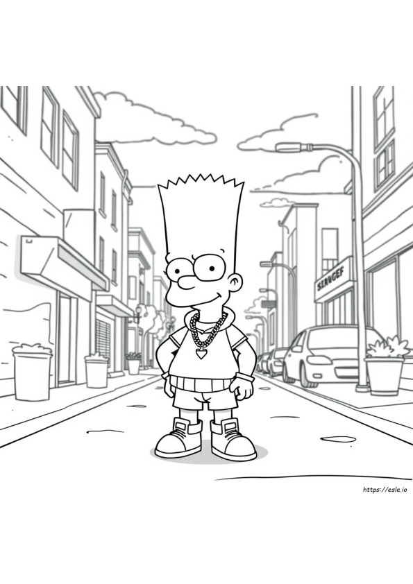 Pagini De Colorat Bart Simpson Gangsta Swag