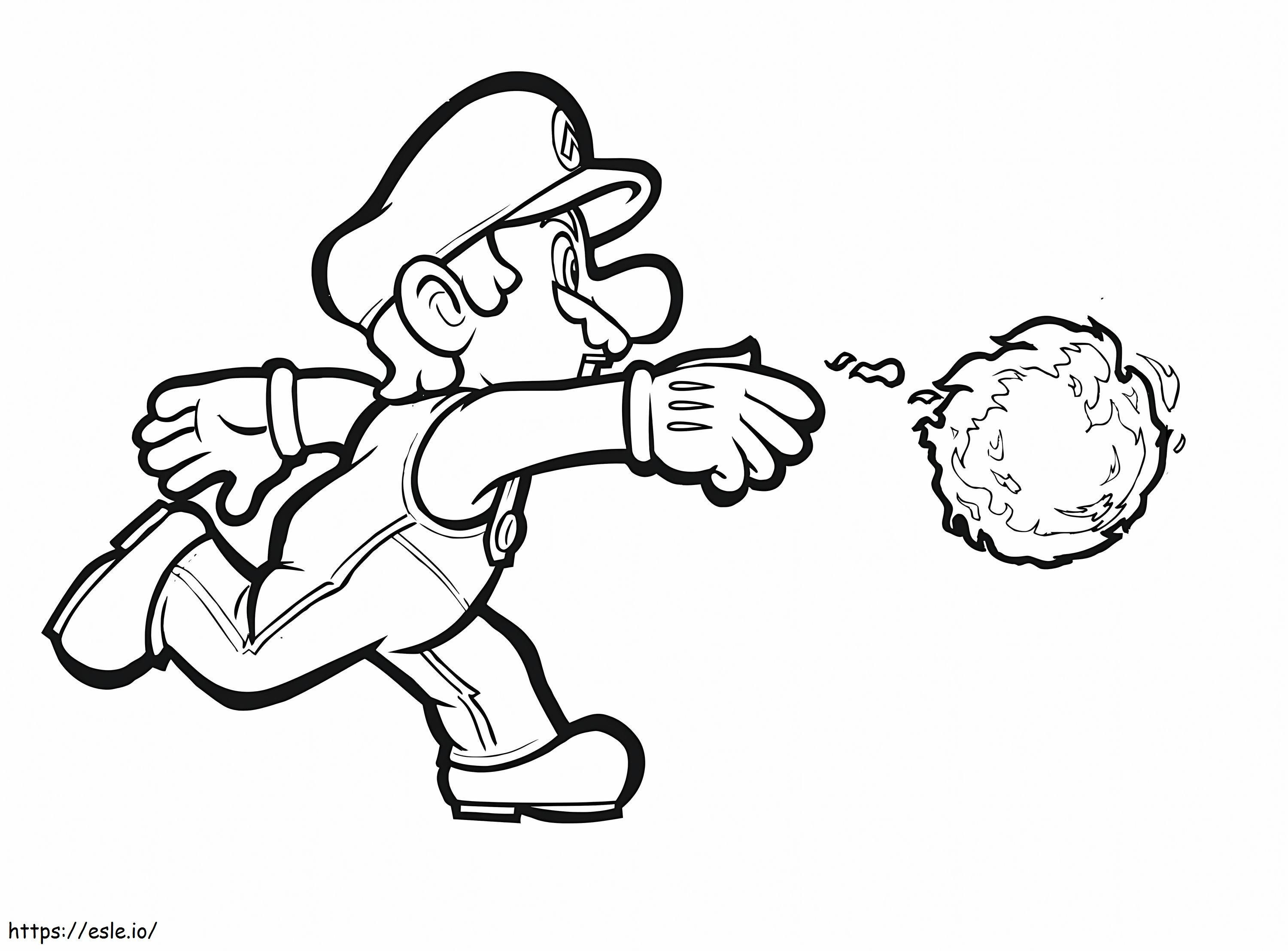 Coloriage Mario avec le feu à imprimer dessin