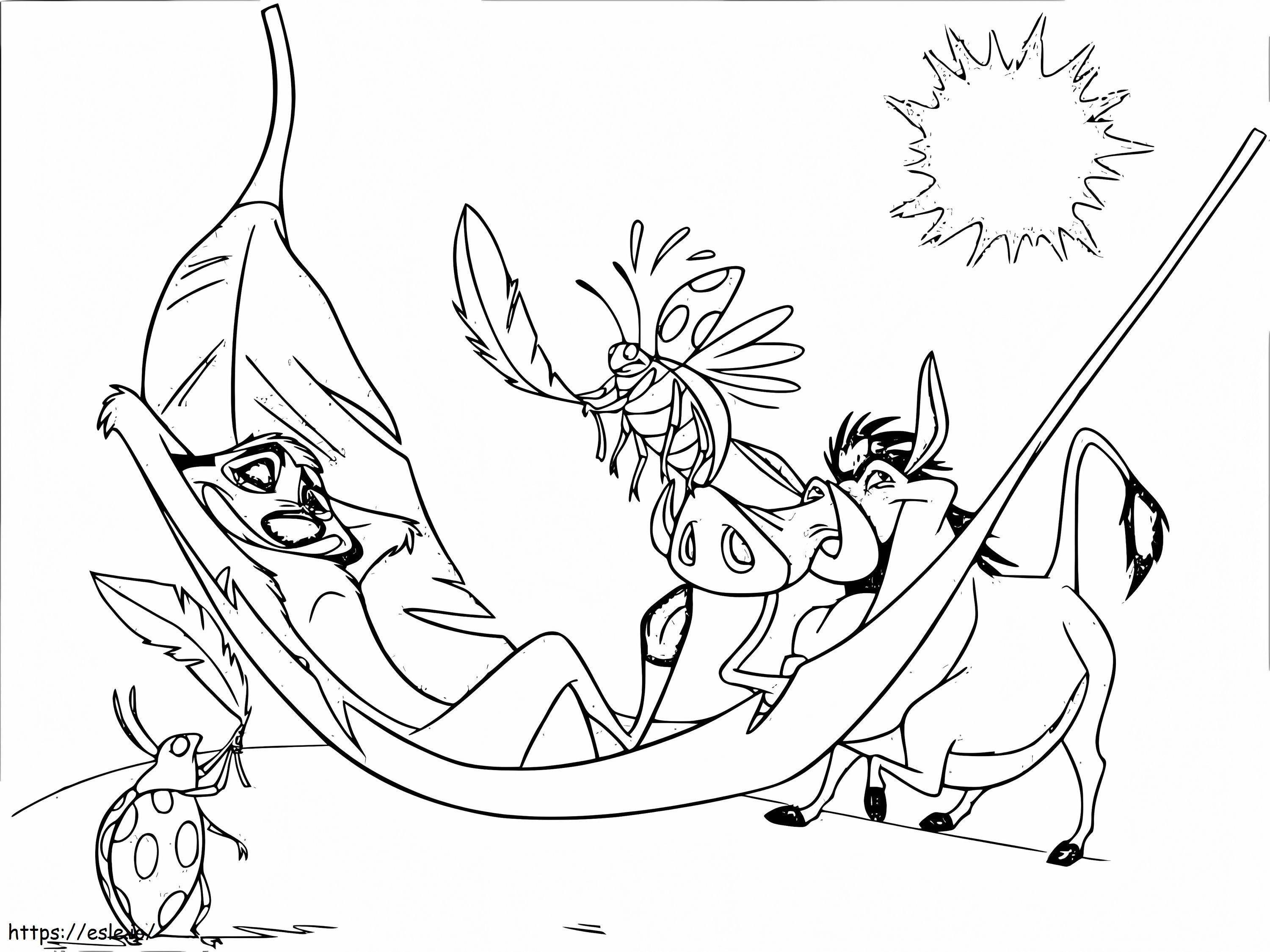 Coloriage Heureux Timon et Pumbaa à imprimer dessin