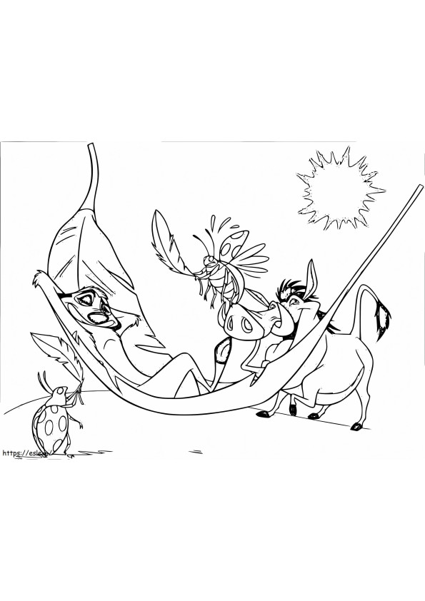 Coloriage Heureux Timon et Pumbaa à imprimer dessin