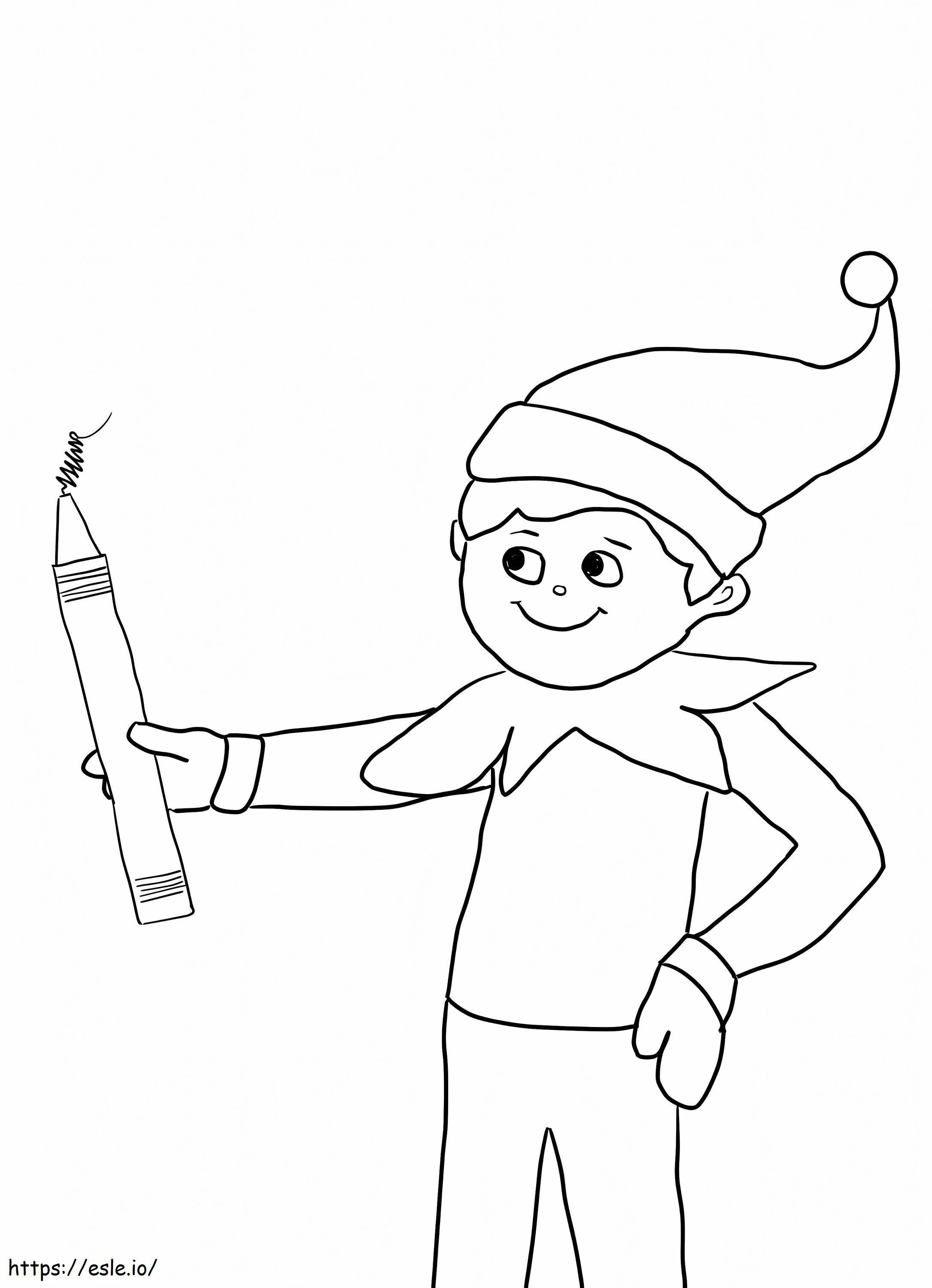 Coloriage Elfe sur l'étagère avec un crayon à imprimer dessin