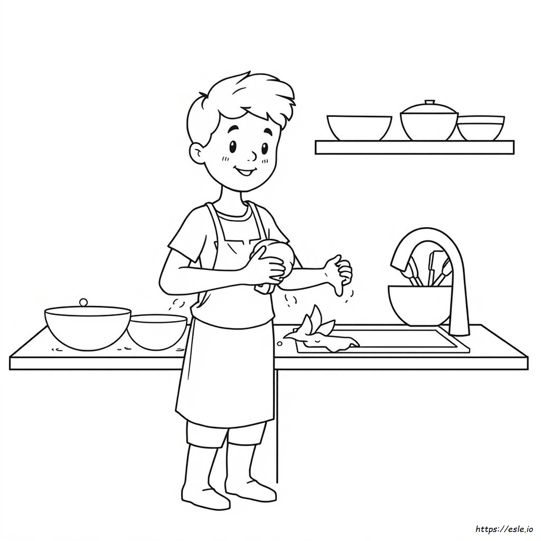 Washing Dishes Coloring Page