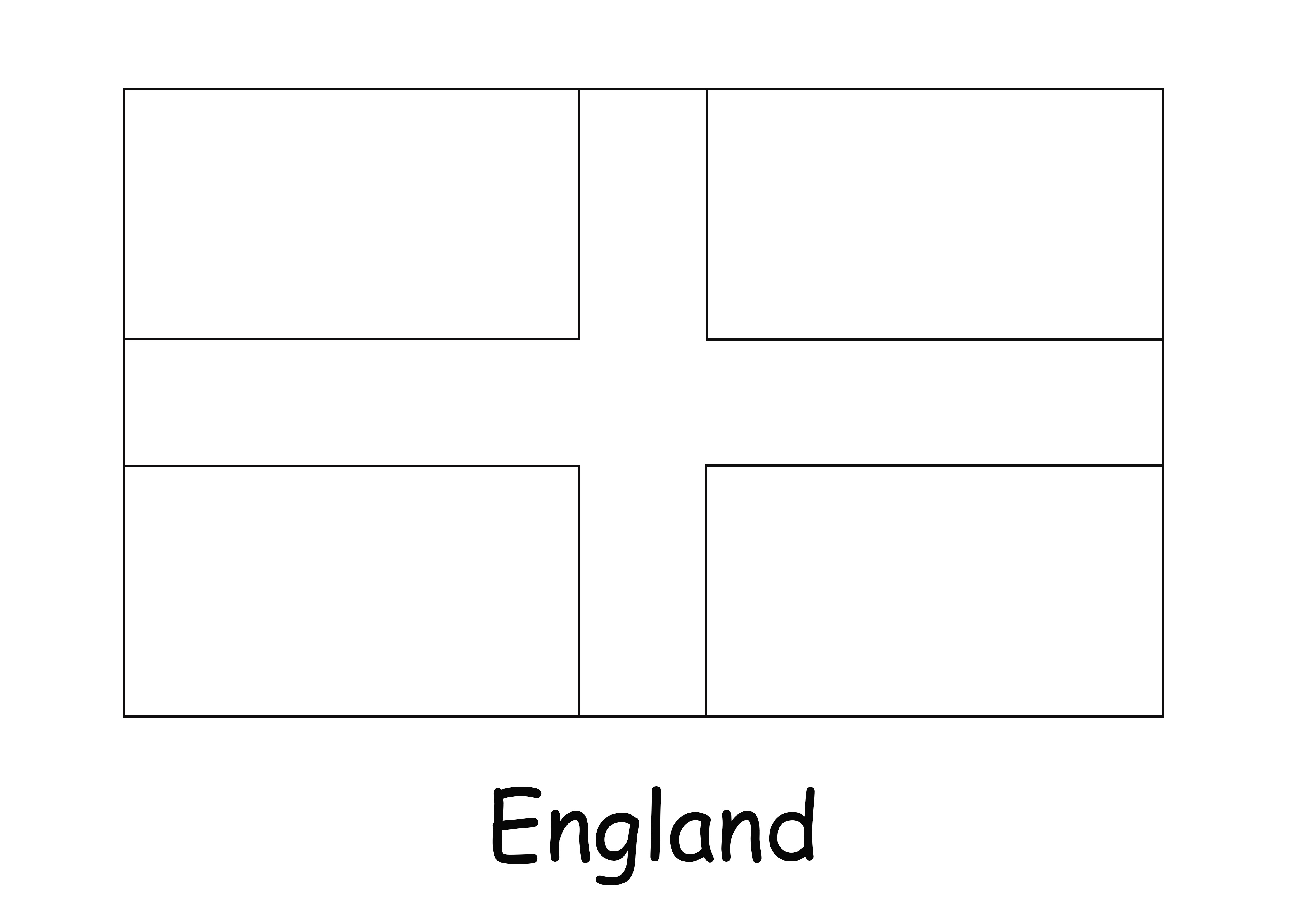 Super einfach auszumalen und England-Flaggenbild für Kinder zu drucken