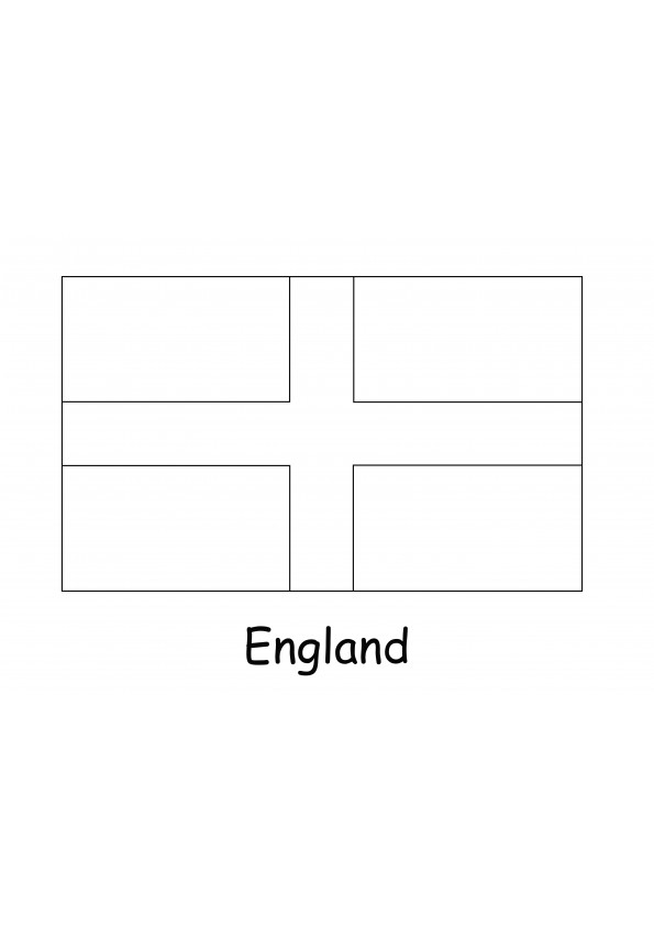 Super einfach auszumalen und England-Flaggenbild für Kinder zu drucken