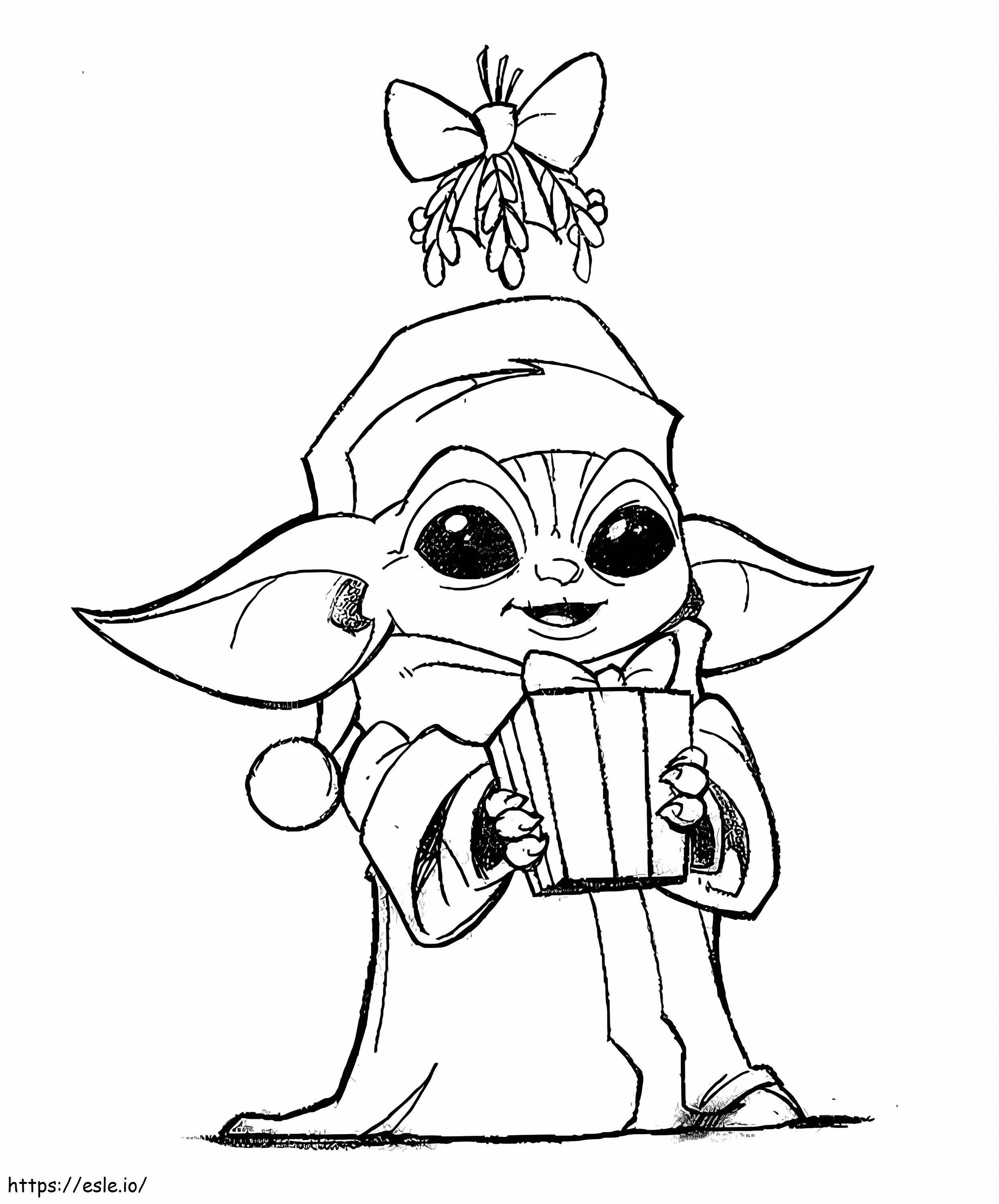 Vauva Yoda ja lahja värityskuva