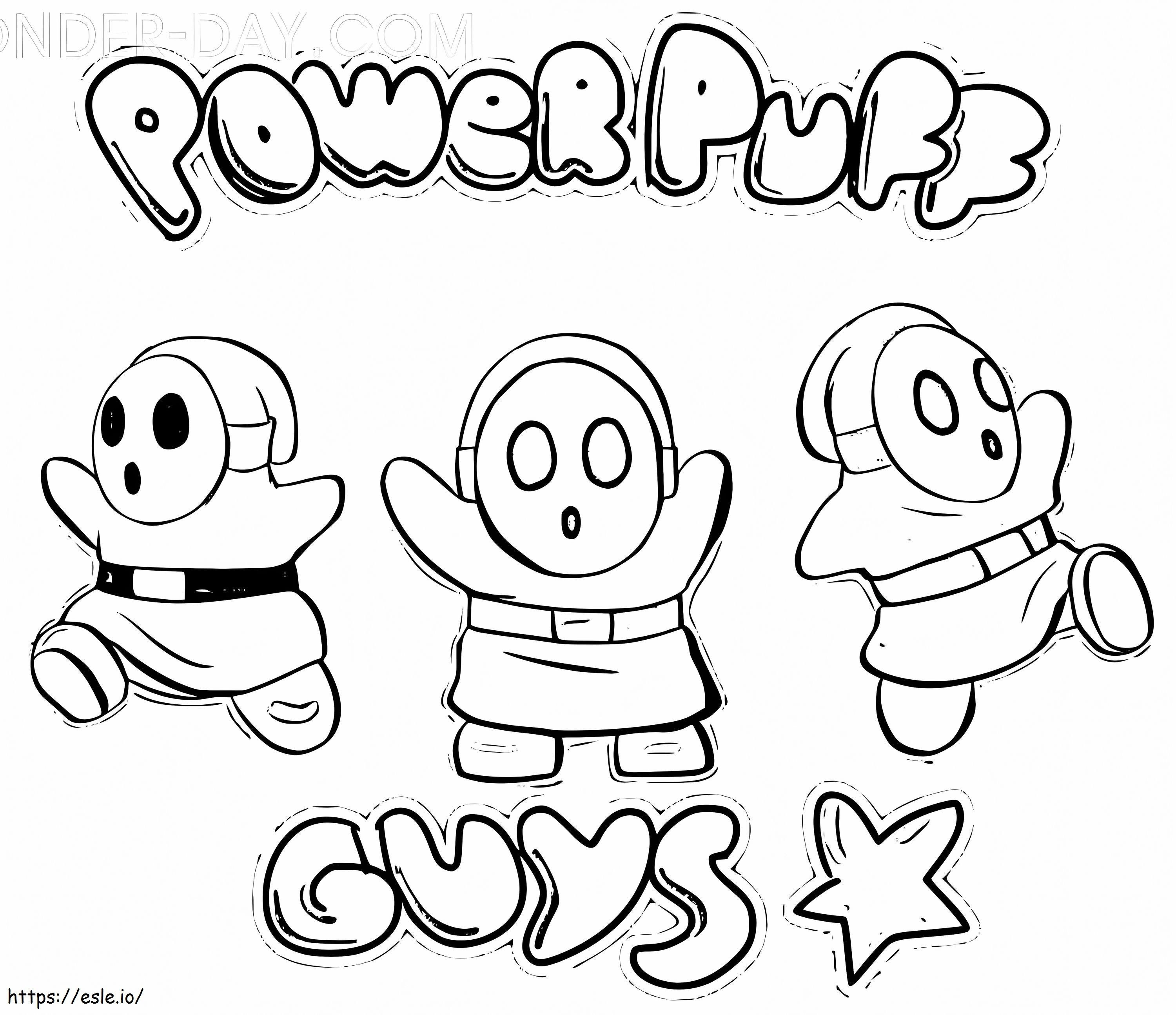 PowerPuff Tip timid Mario de colorat
