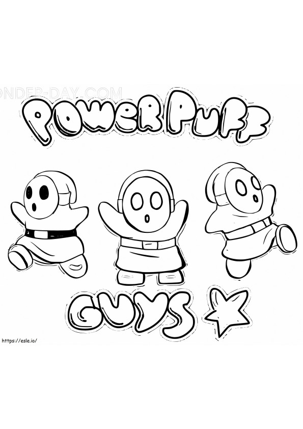 Coloriage PowerPuff Shy Guy Mario à imprimer dessin