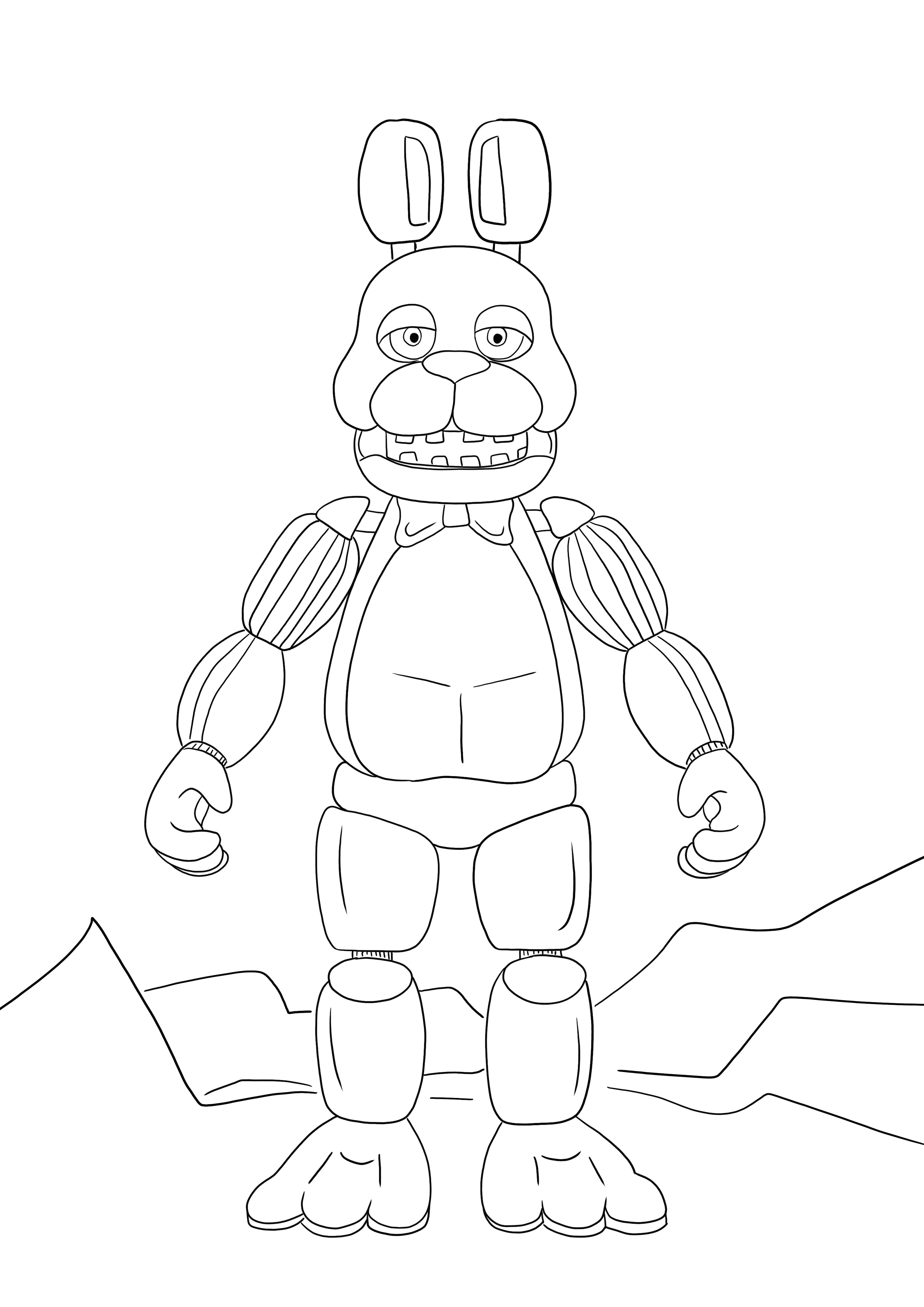 FNAF Toy Bonnie free printable page to color for kids of all ages