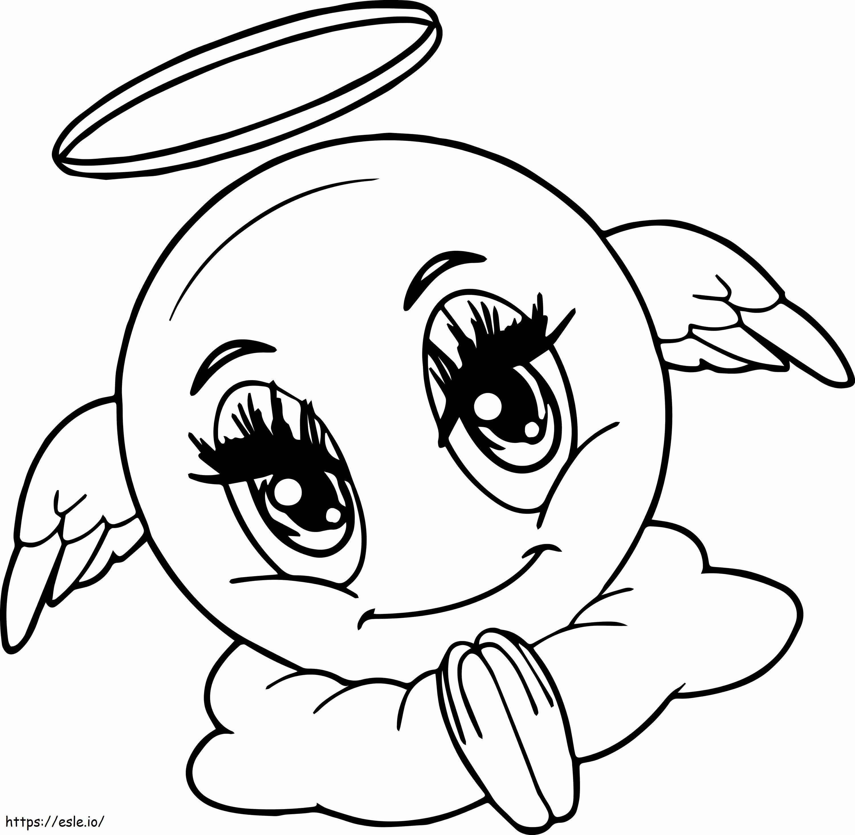 Smiling Angel Emoji coloring page
