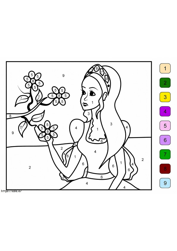 Prințesa Colorează după număr de colorat