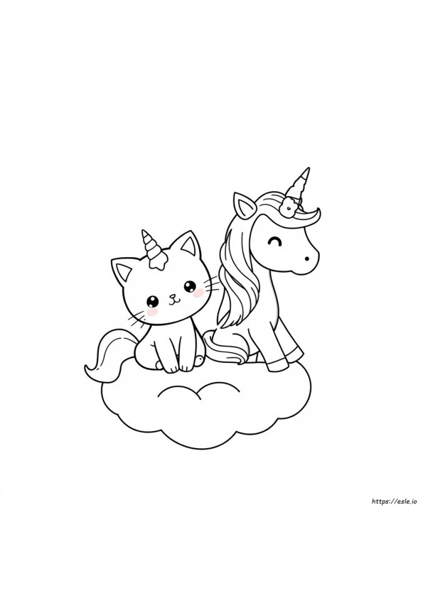 Cat Kawaii Coloring Unicorn