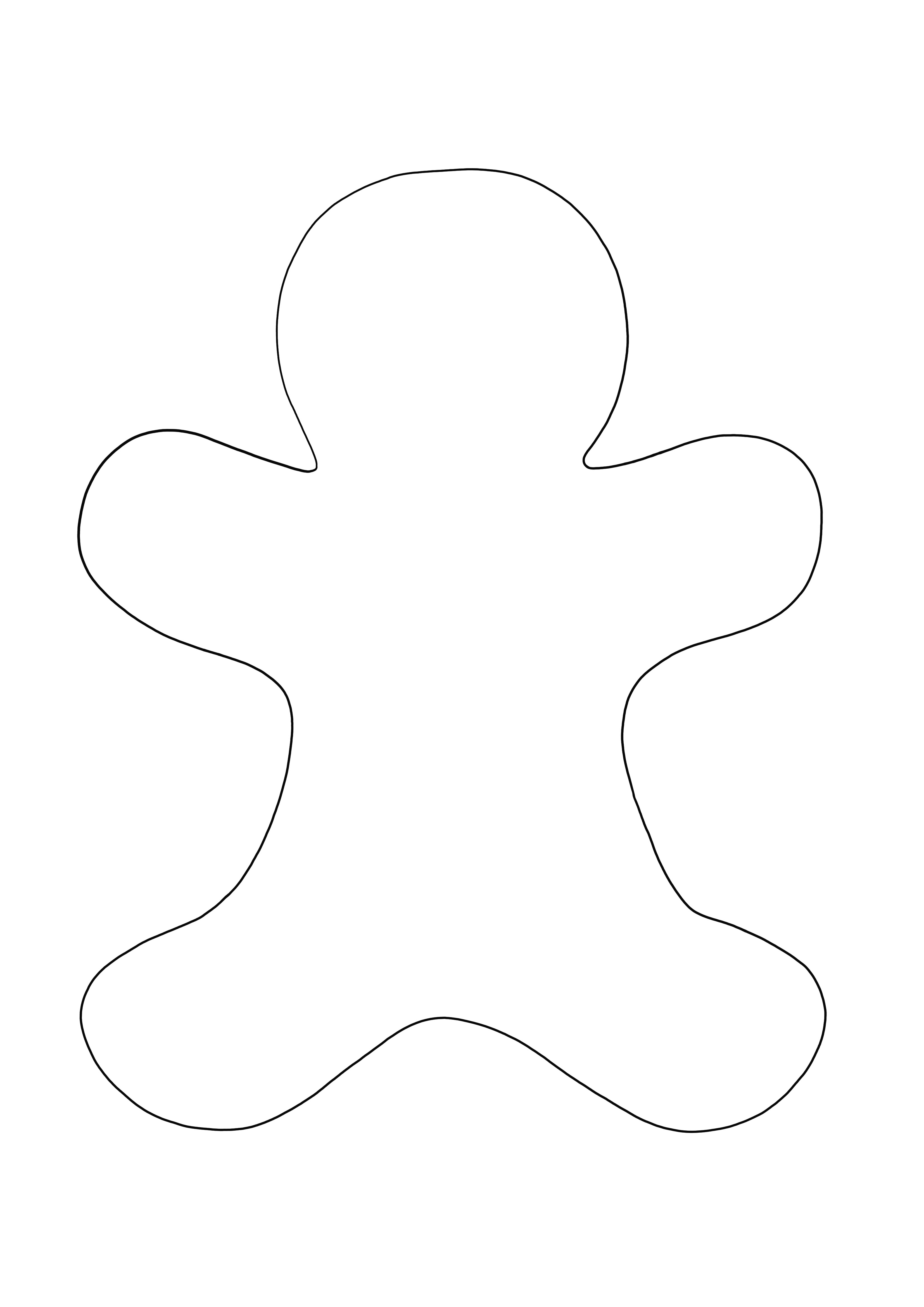 Blank Gingerbread Man to print or download for free and simple to color sheet