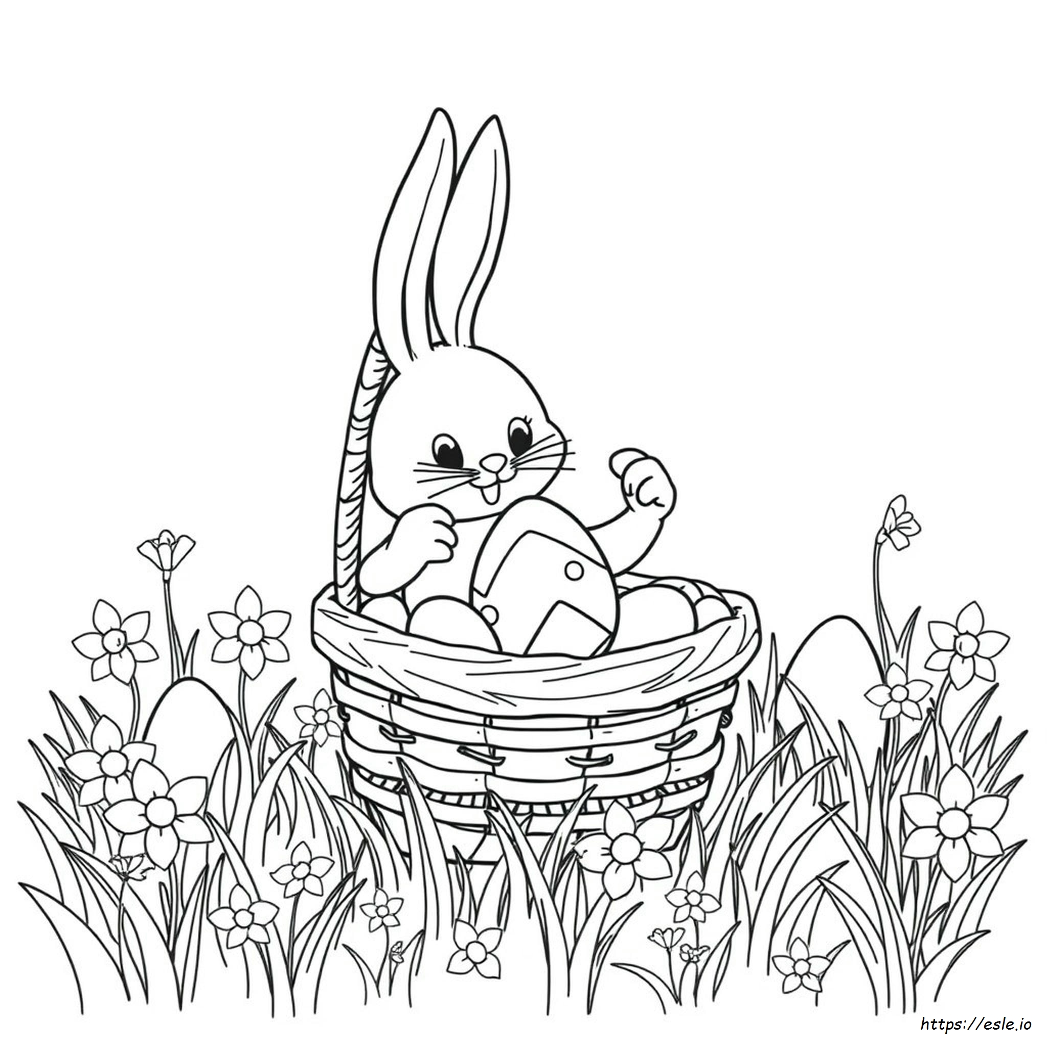 Easter Basket With Eggs Coloring Page