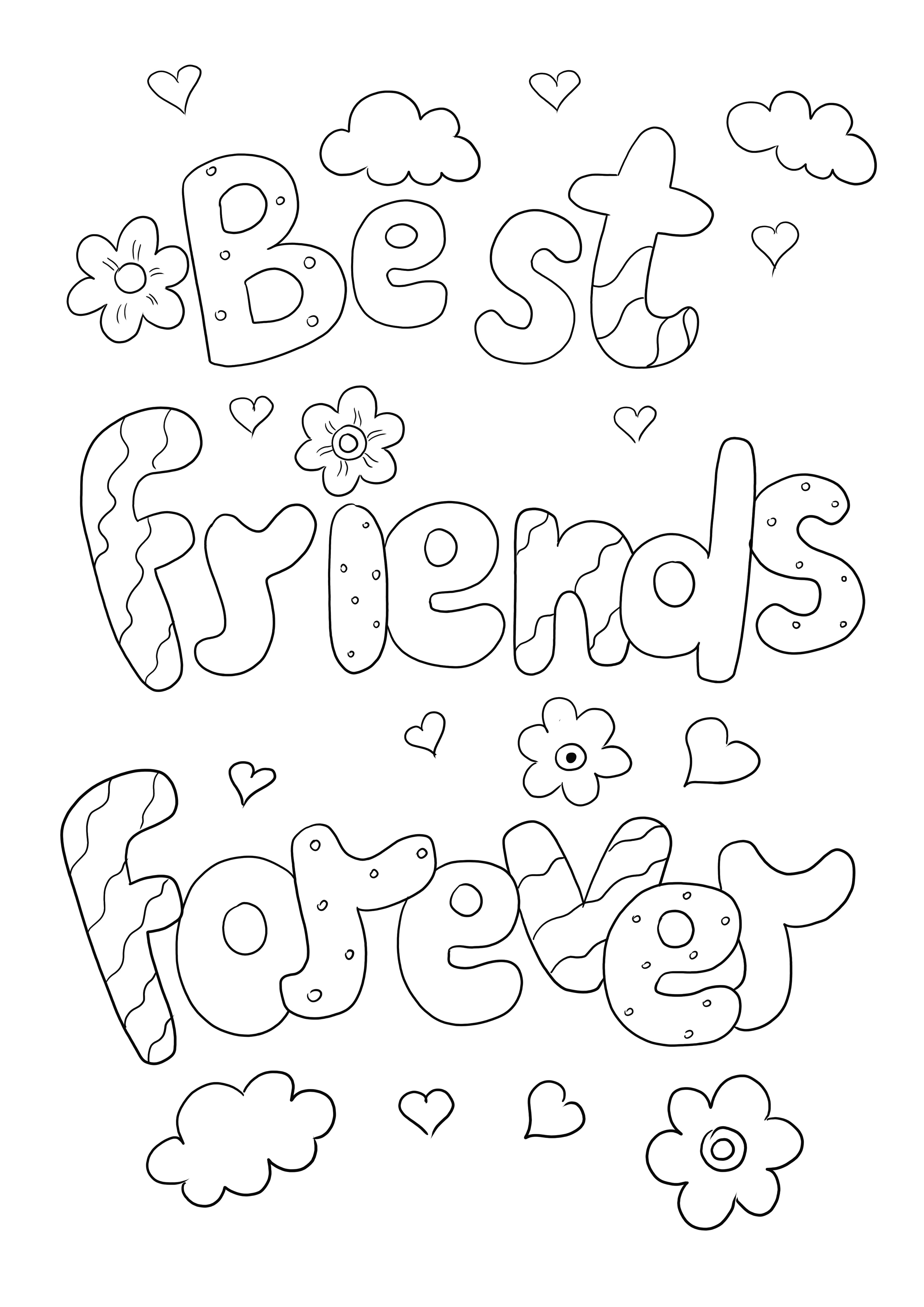 Best Friends Forever -värityskuva ilmaiseksi ladattavaksi tai suoratulostettavaksi
