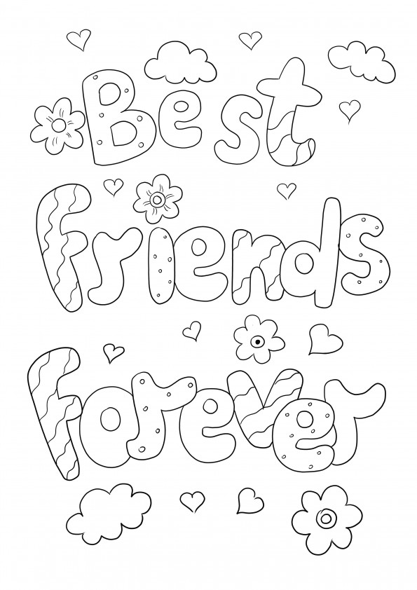 Imaginea de colorat Best Friends Forever pentru descărcare gratuită sau imprimare directă