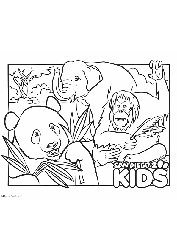 Orangutan Panda And Elephant coloring page