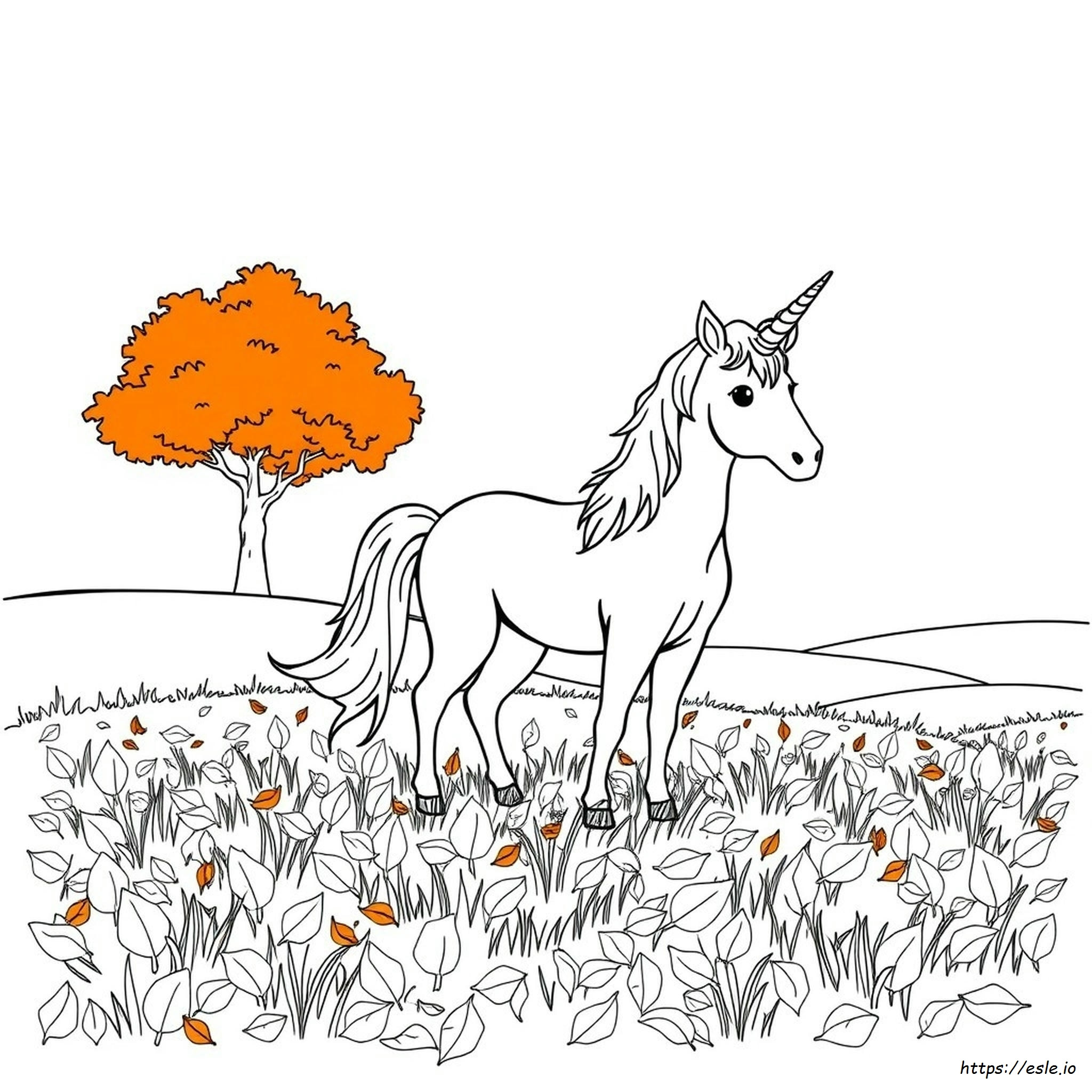 Fall Unicorn Coloring Pages