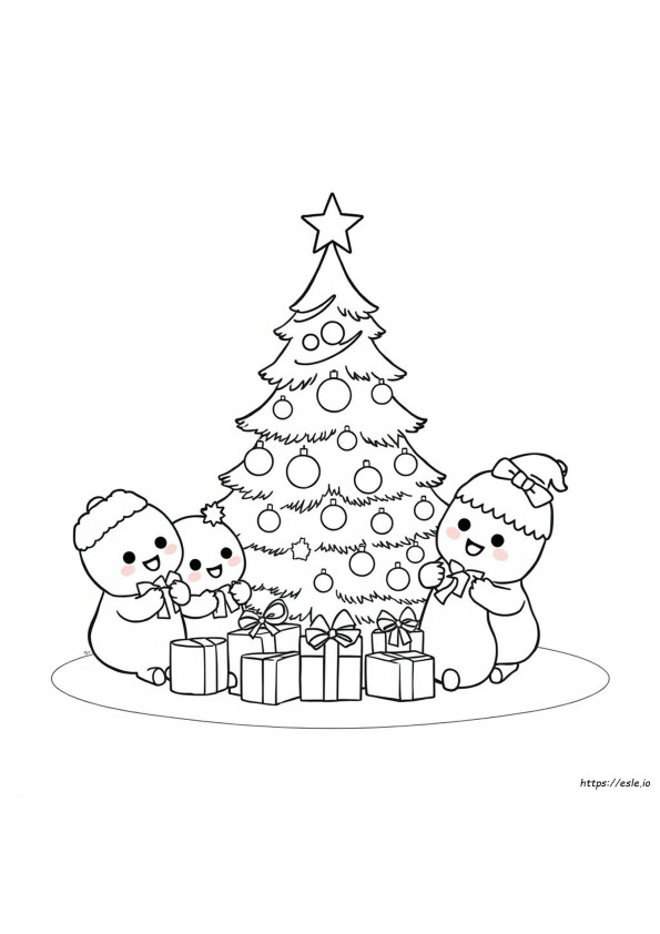 Kawaii Cute Christmas Coloring Pages