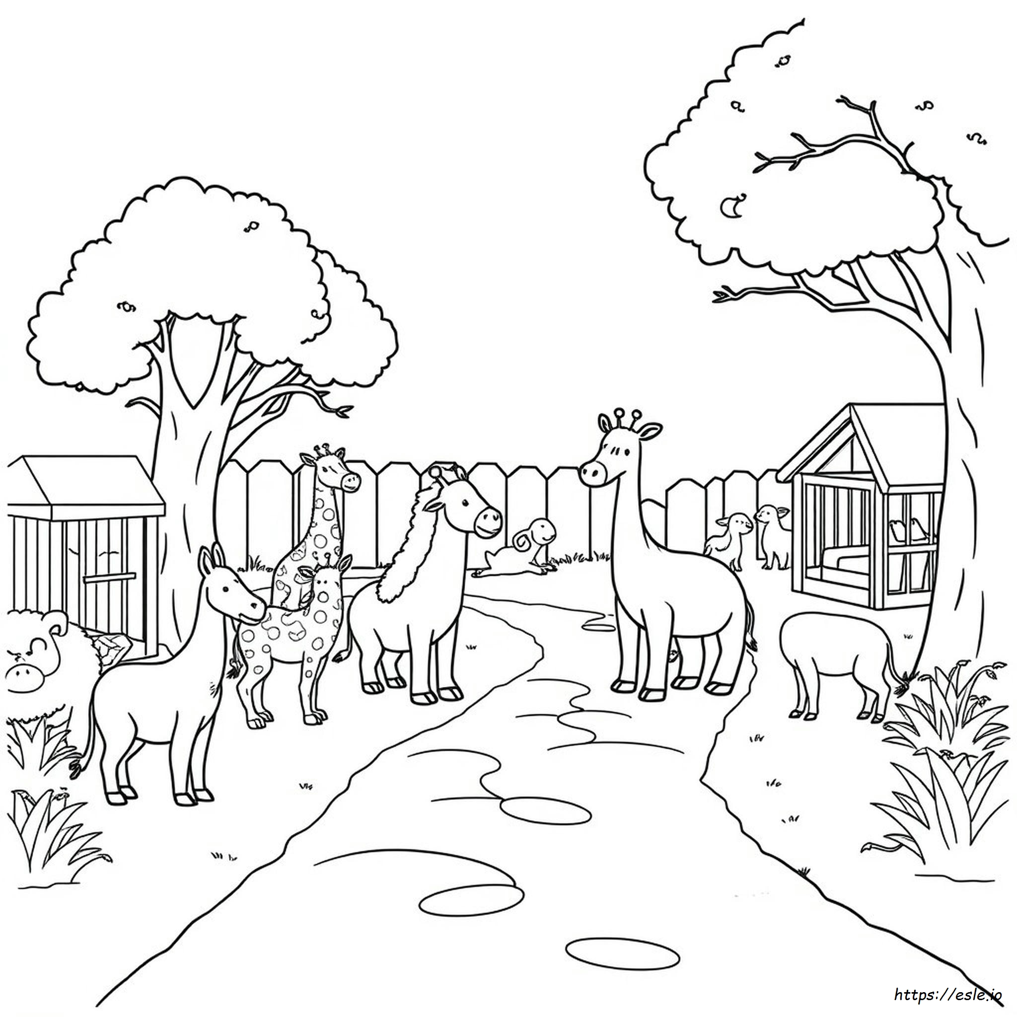 Zoo Animals Coloring Worksheet