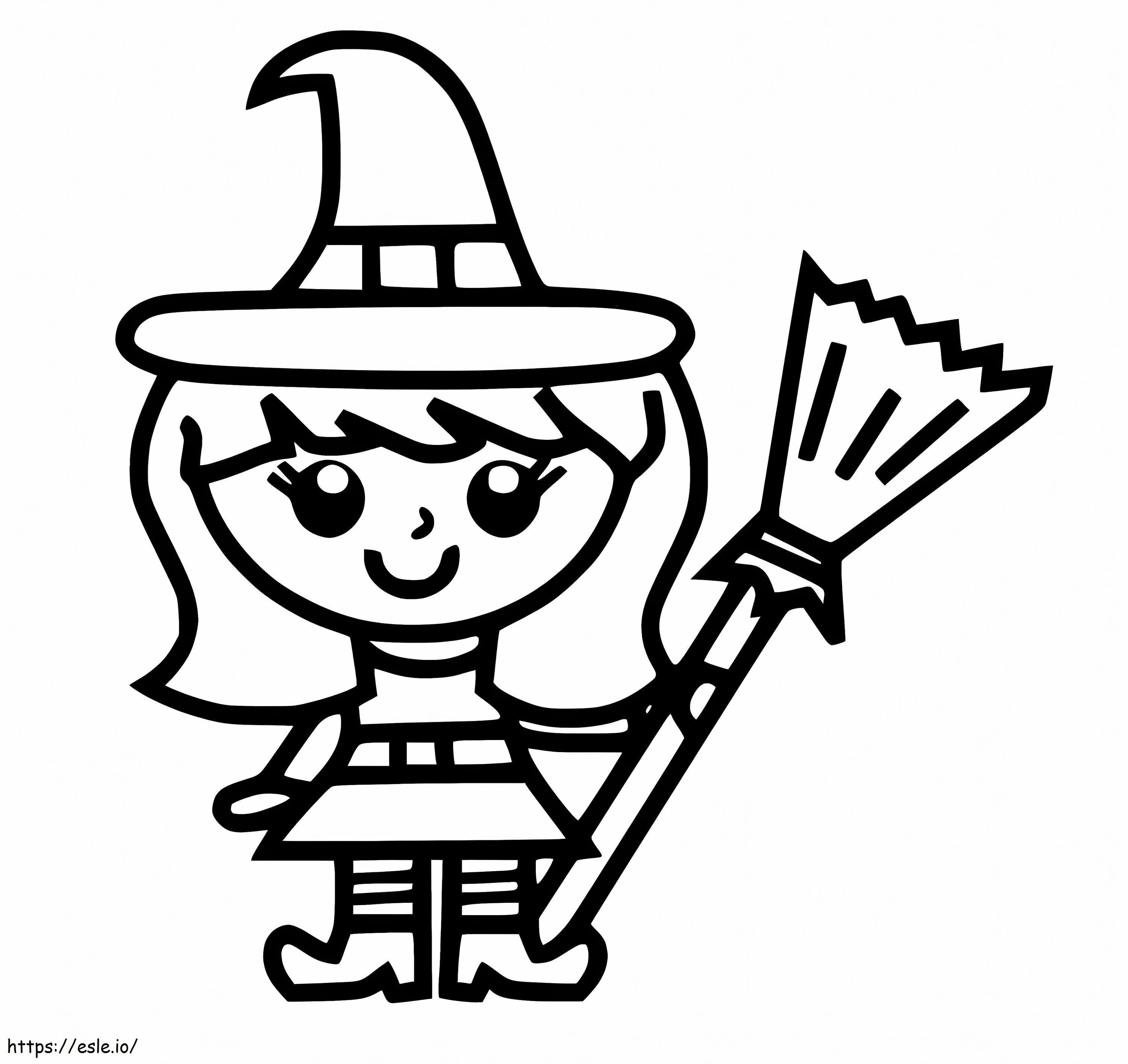 Bruxa fofa no Halloween para colorir