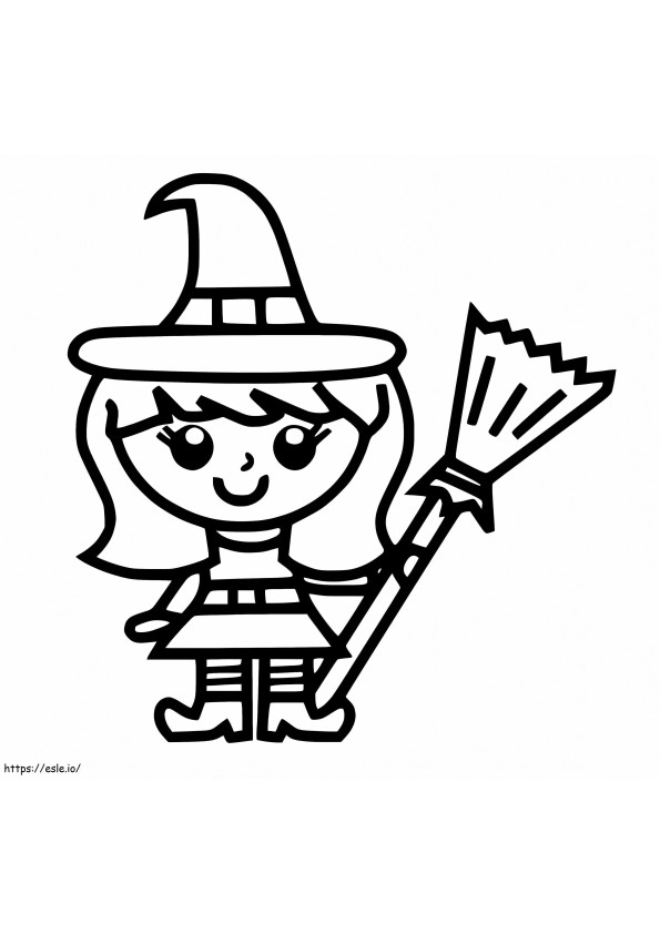 Bruxa fofa no Halloween para colorir