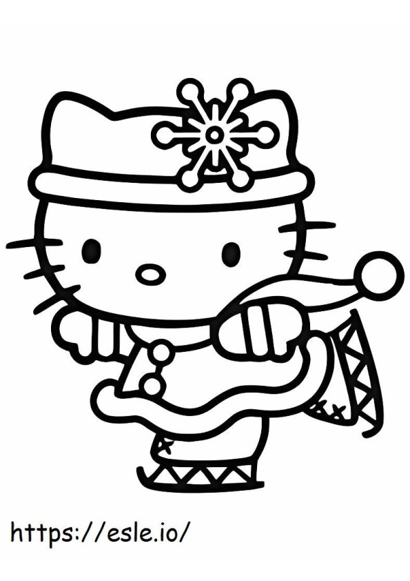 Hello Kitty pelaa luistelua värityskuva