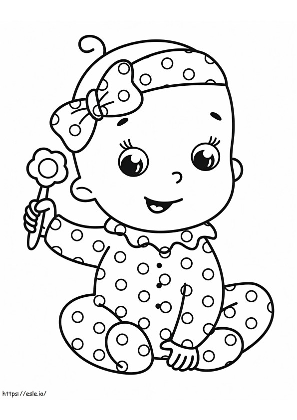 Babymeisje glimlacht kleurplaat