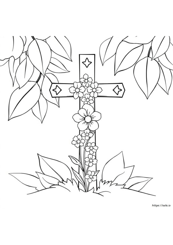 Cross With Flowers Coloring Pages