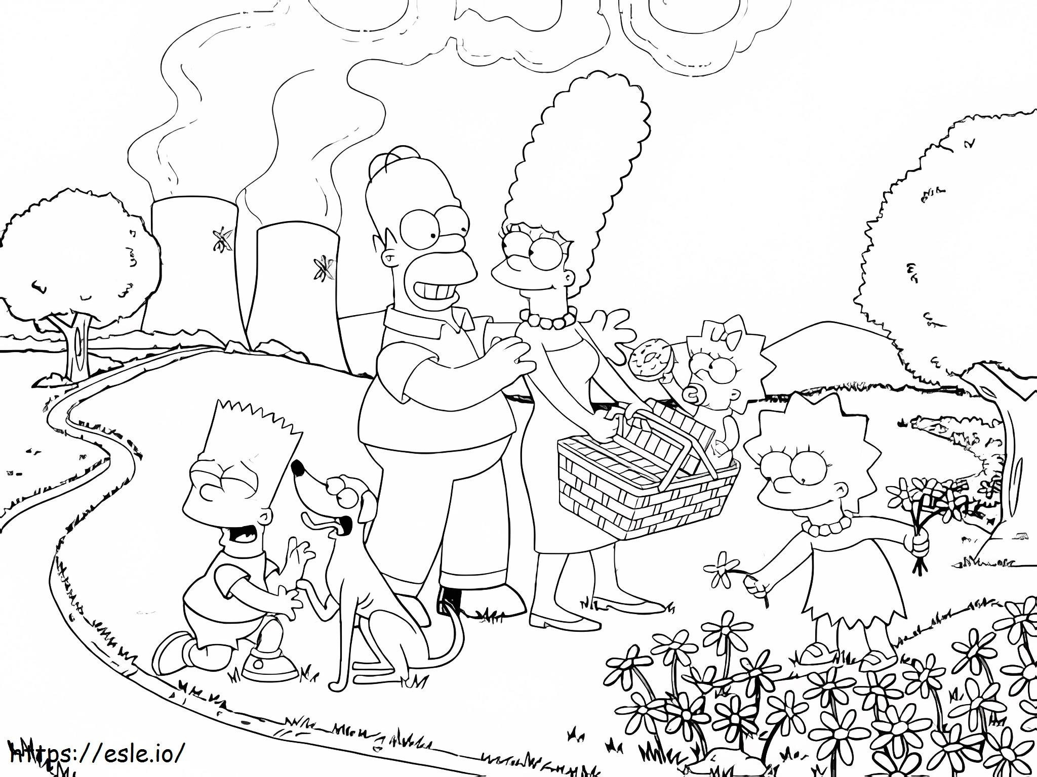 Piknik Familiar Simpson Gambar Mewarnai