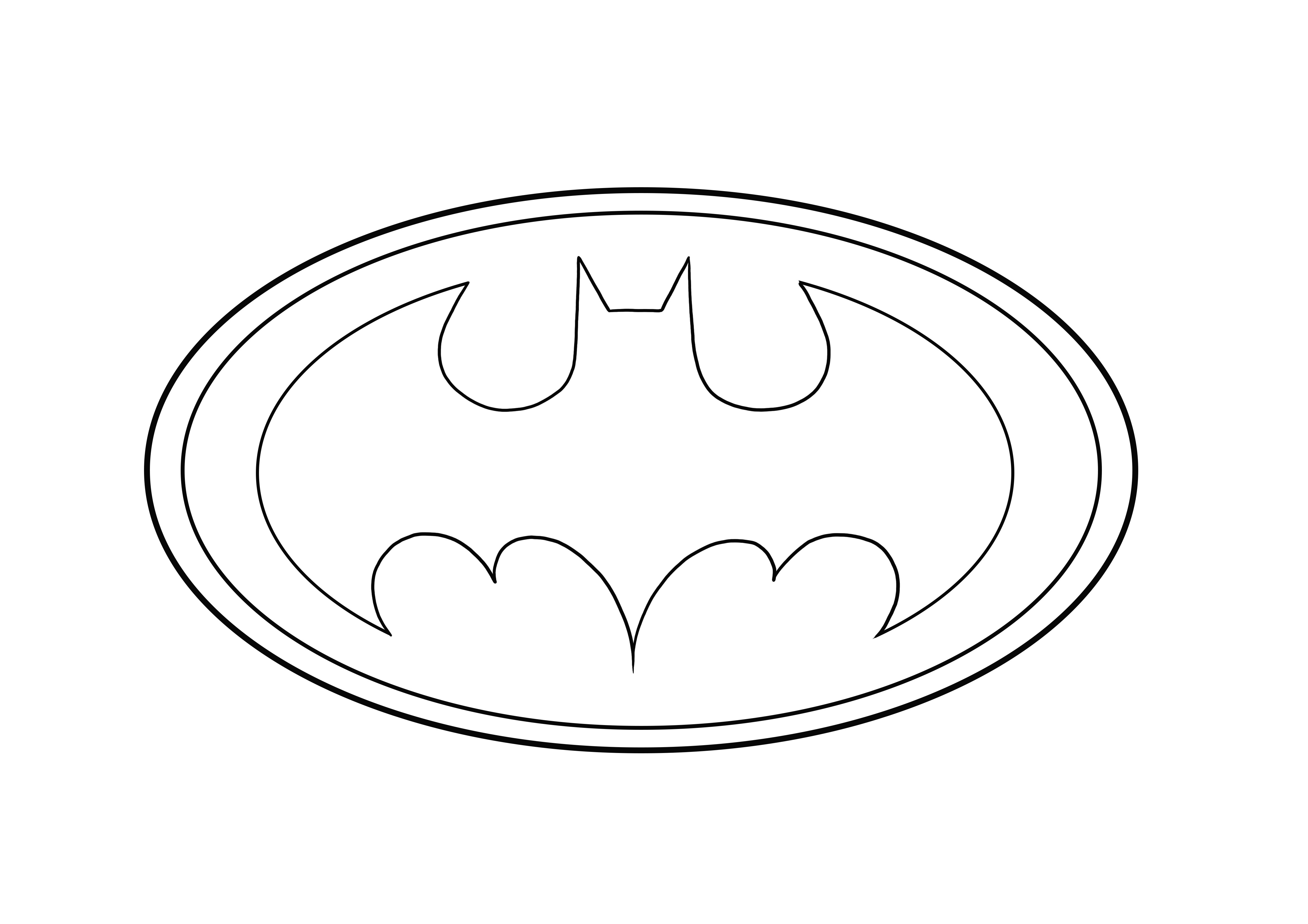 Het Batman-logo kan gratis worden gedownload en ingekleurd kleurplaat